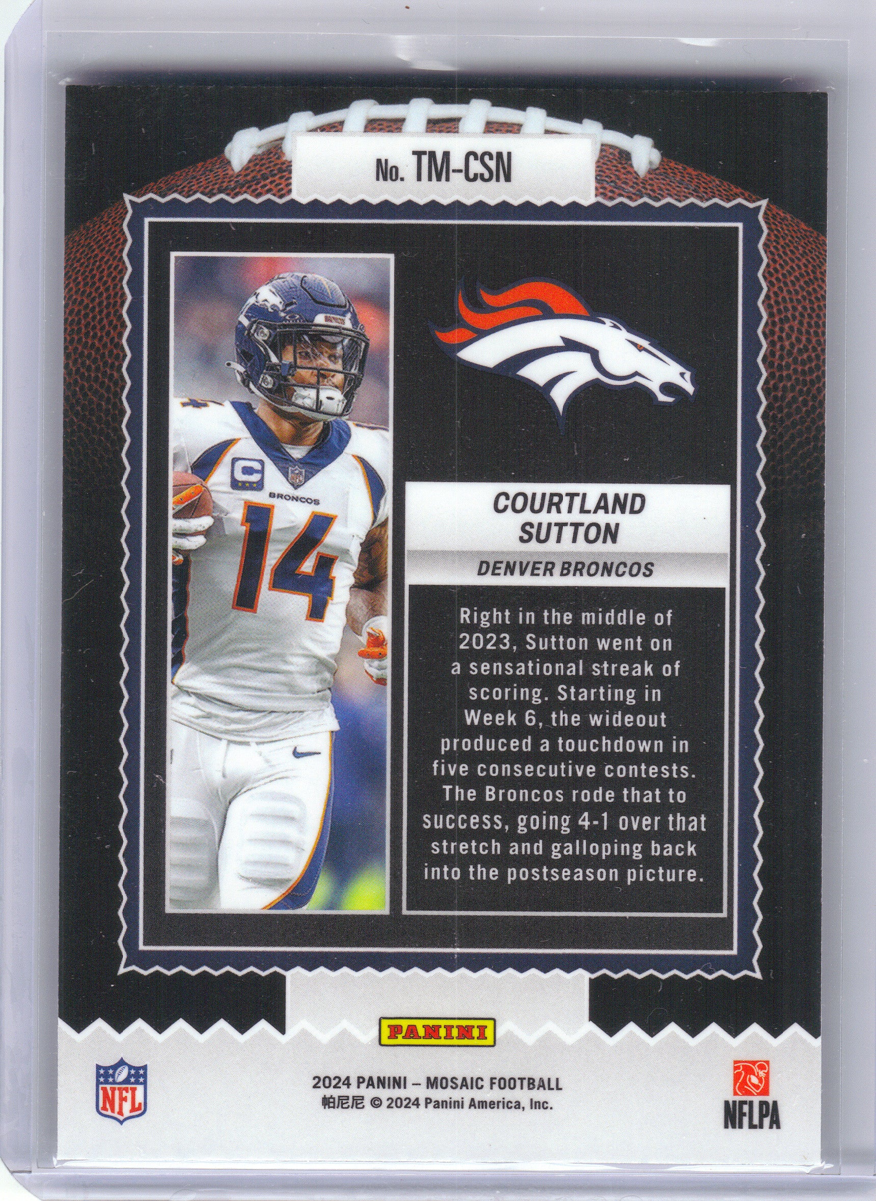 2024 Panini Mosaic #TM-CSN Courtland Sutton Touchdown Masters Denver Broncos