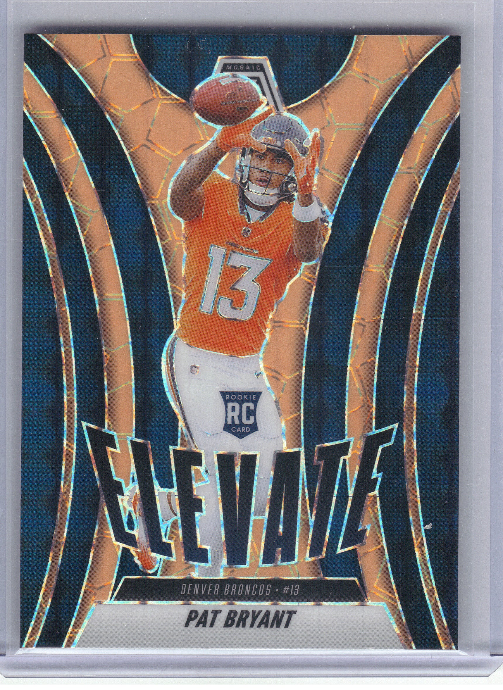 2025 Panini Mosaic #4 Pat Bryant Elevate Mosaic Orange Fluorescent Denver Broncos