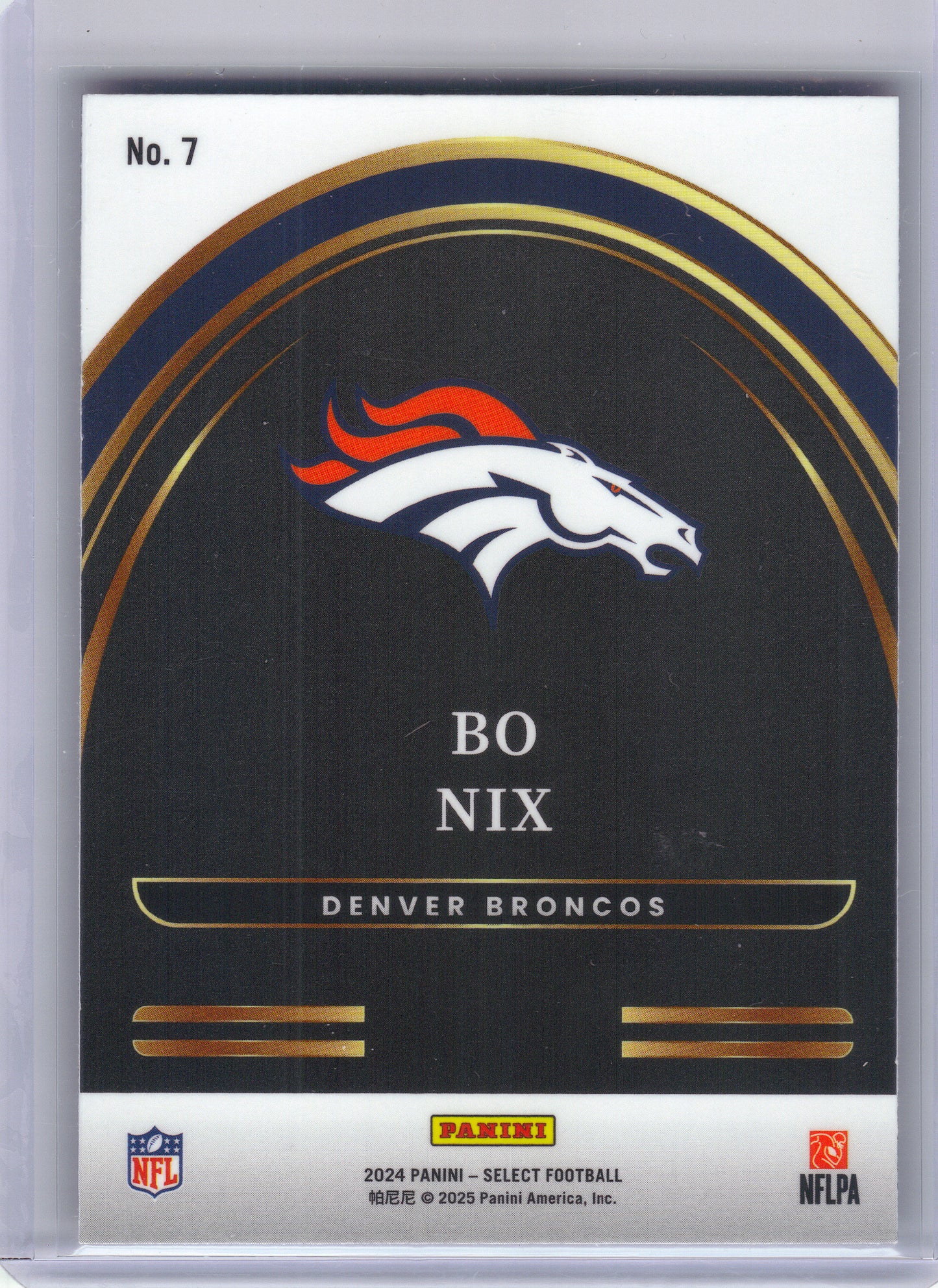 2024 Panini Select #7 Bo Nix Select Future Denver Broncos