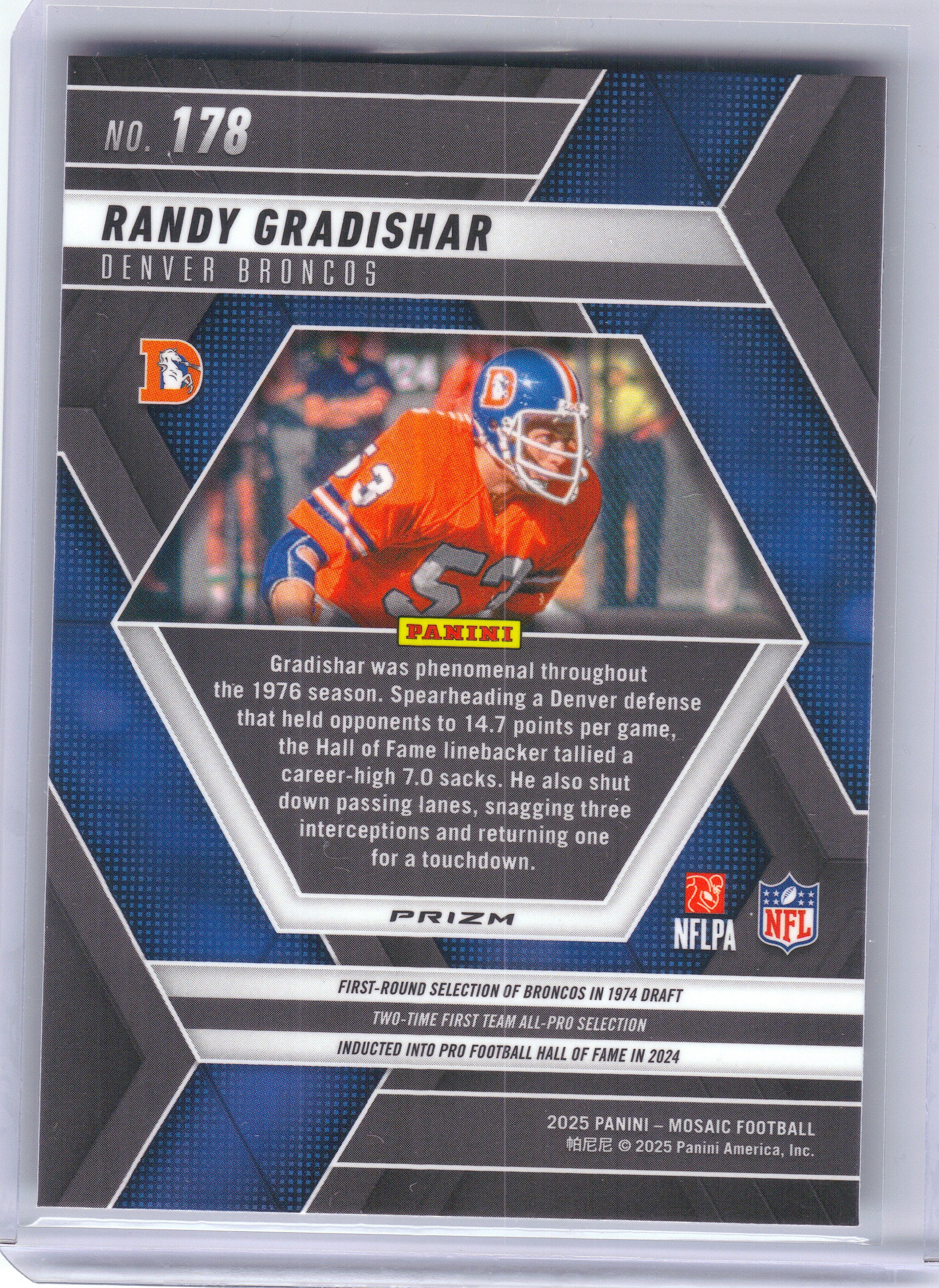 2025 Panini Mosaic #178 Randy Gradishar Mosaic Green Denver Broncos