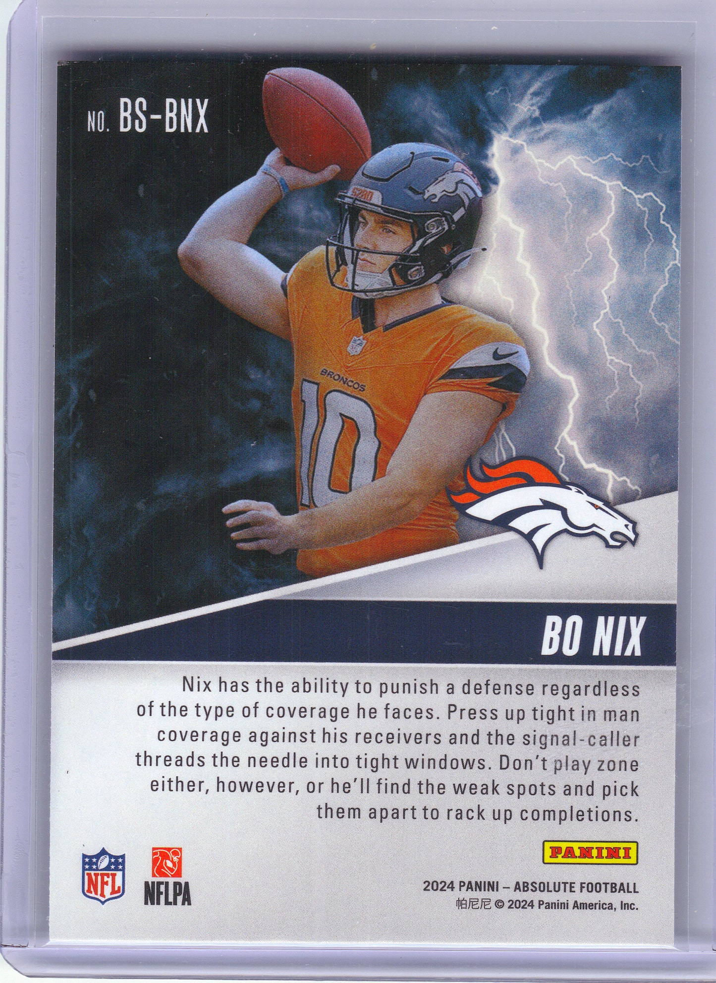 2024 Panini Absolute #BS-BNX Bo Nix By Storm Denver Broncos