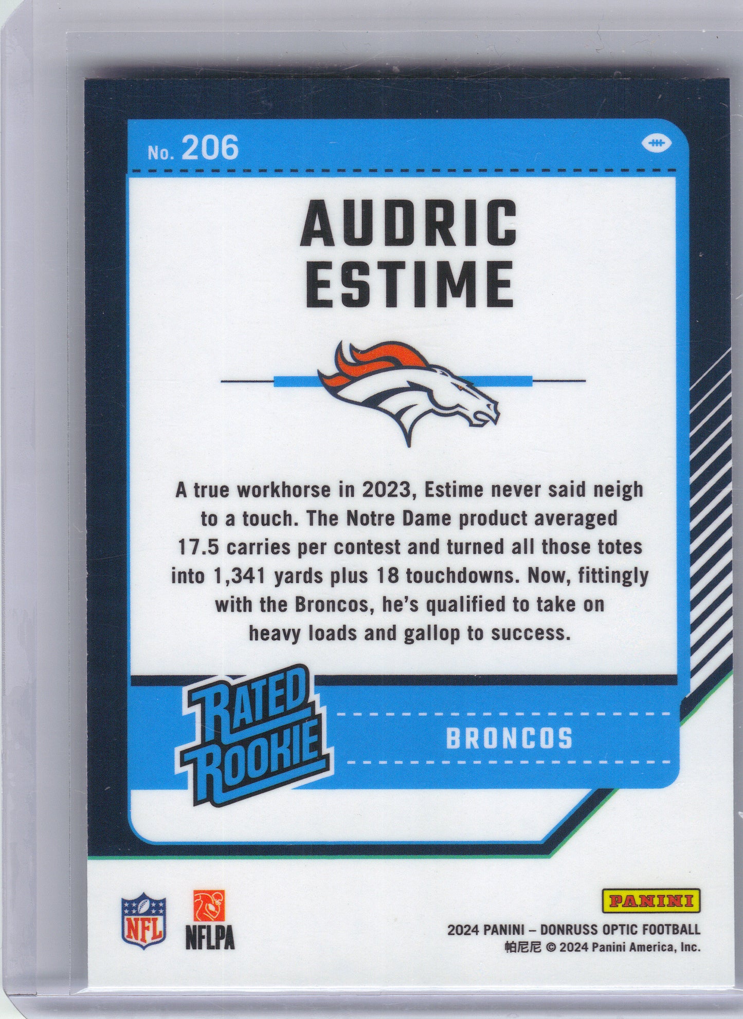 2024 Donruss Optic #206 Audric Estime Denver Broncos RC