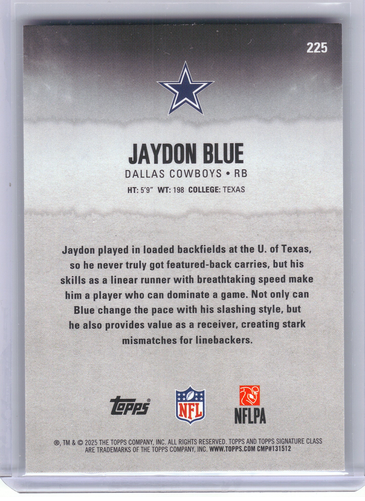 2025 Topps Signature Class #225 Jaydon Blue Dallas Cowboys RC