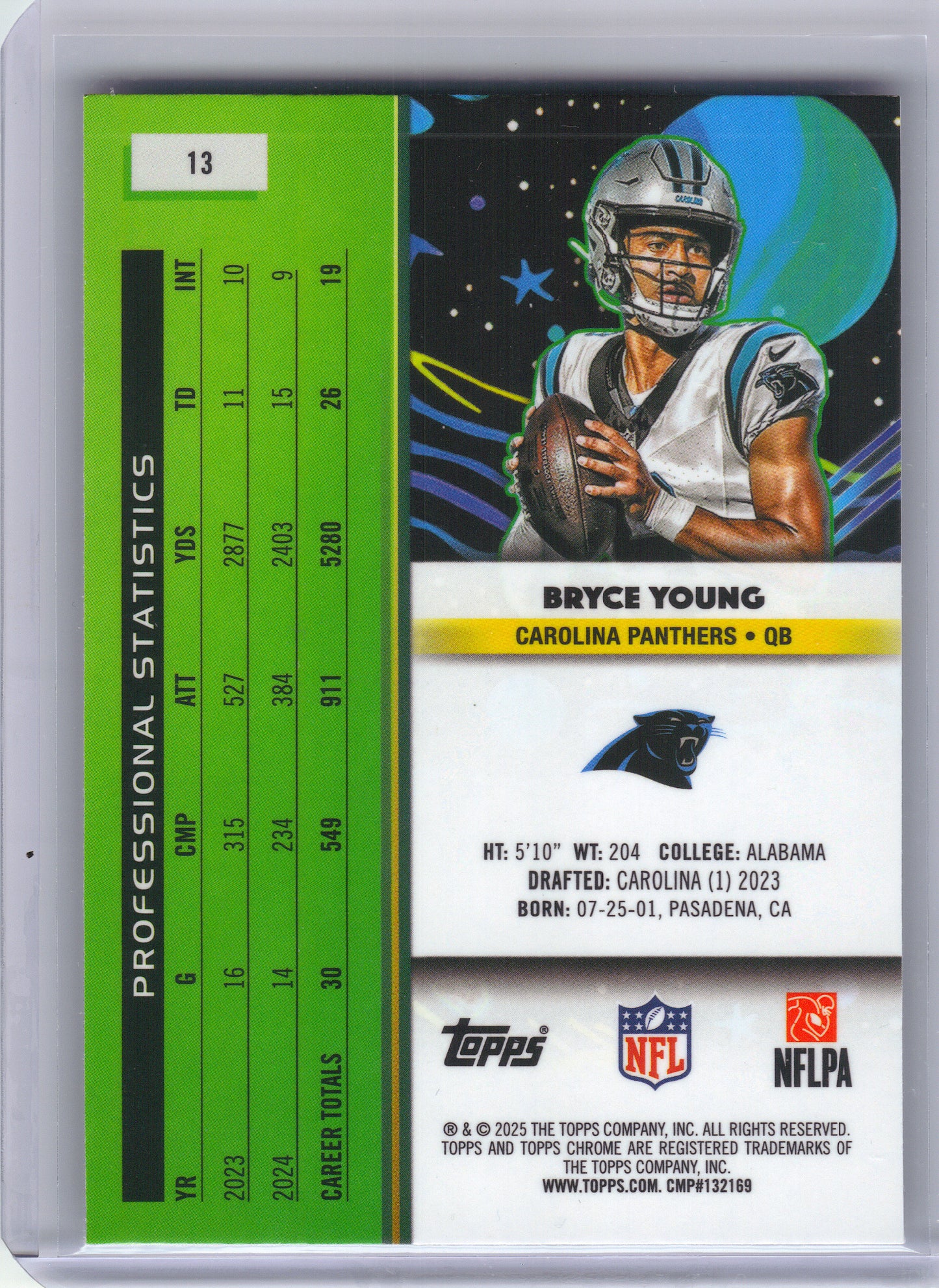 2024 Topps Chrome Cosmic #13 Bryce Young Carolina Panthers