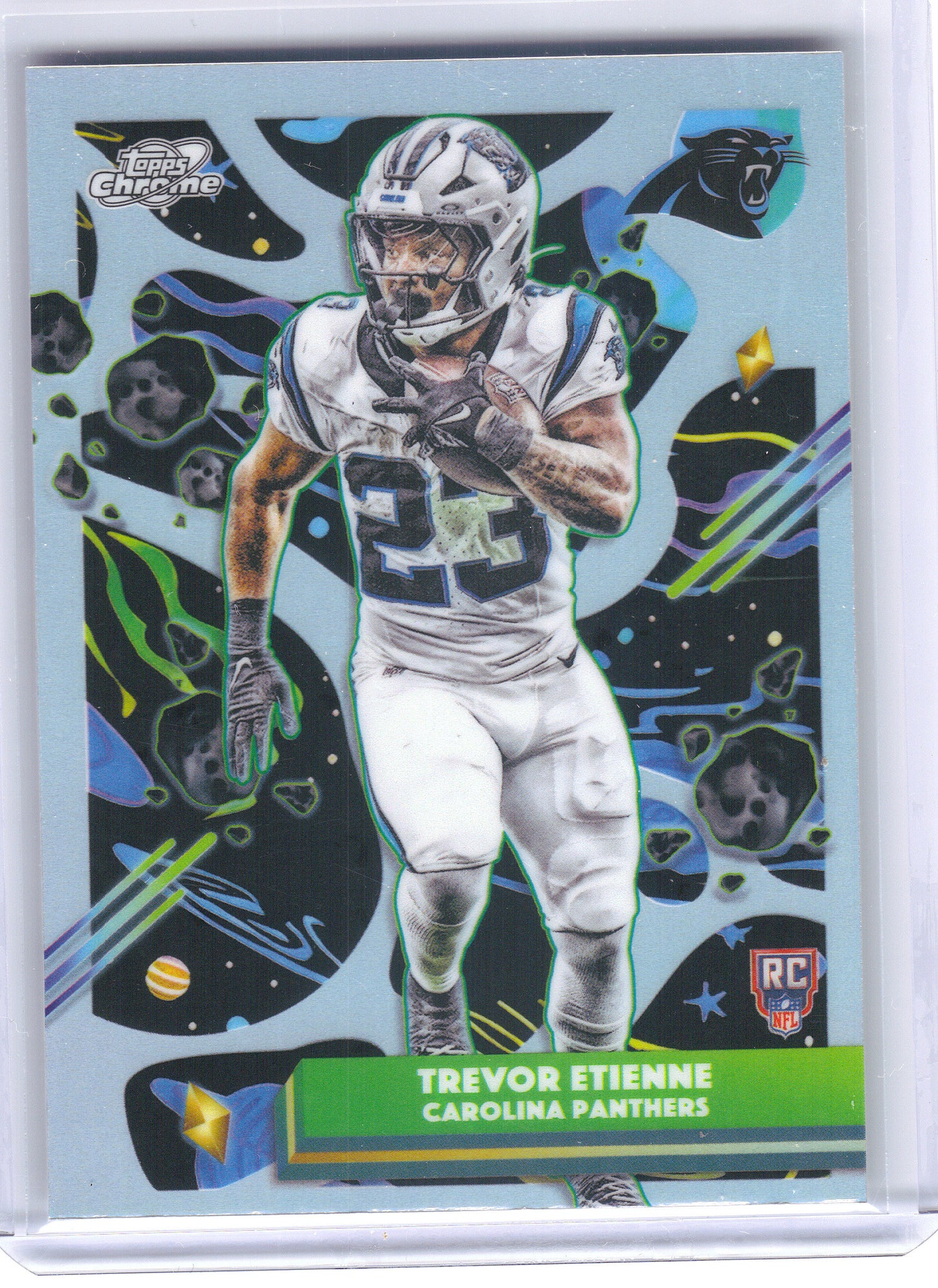2025 Topps Chrome Cosmic #115 Trevor Etienne Refractor Carolina Panthers RC
