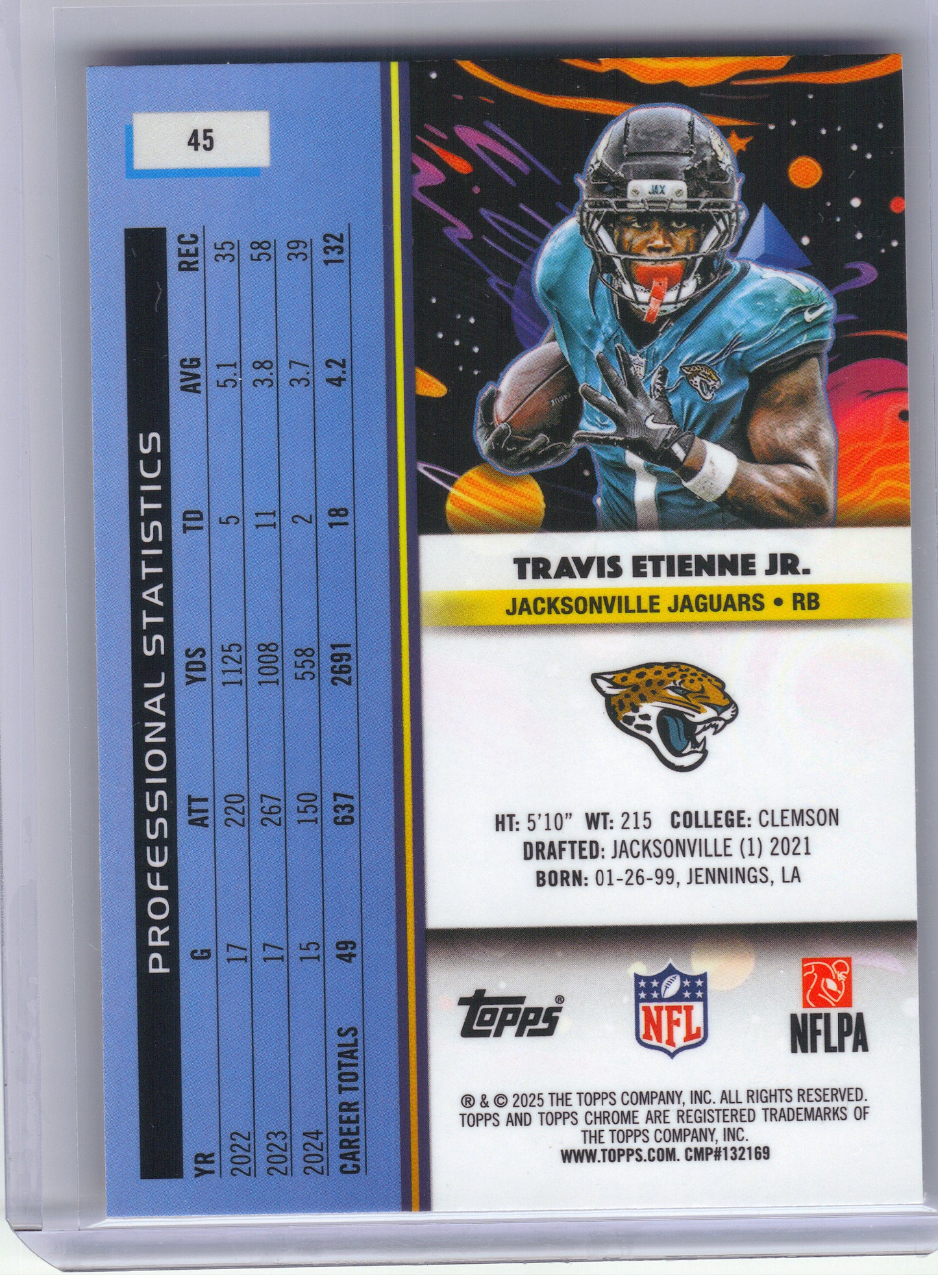 2025 Topps Chrome Cosmic #45 Travis Etienne Jr. Jacksonville Jaguars