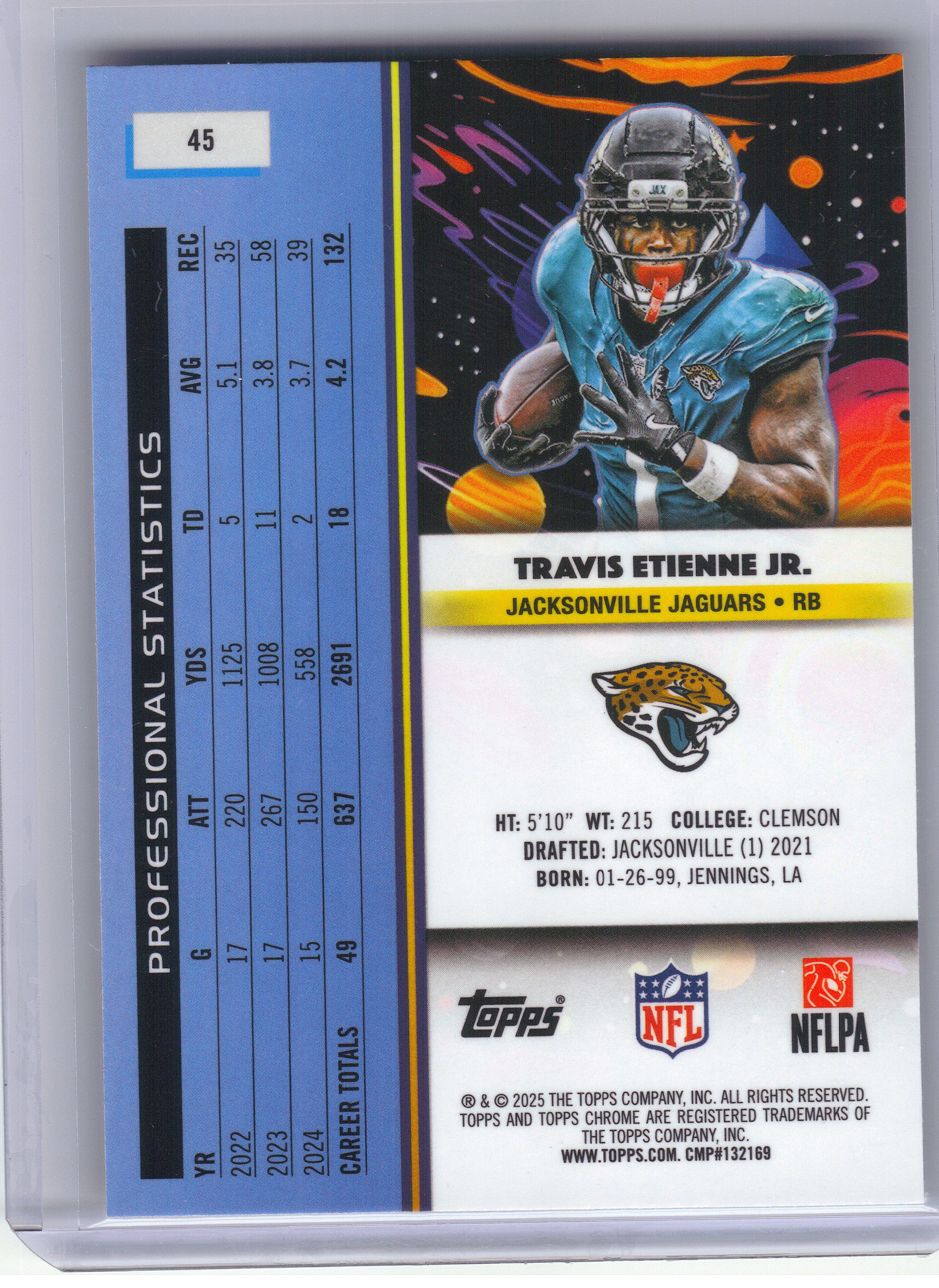 2025 Topps Chrome Cosmic #45 Travis Etienne Jr. Jacksonville Jaguars