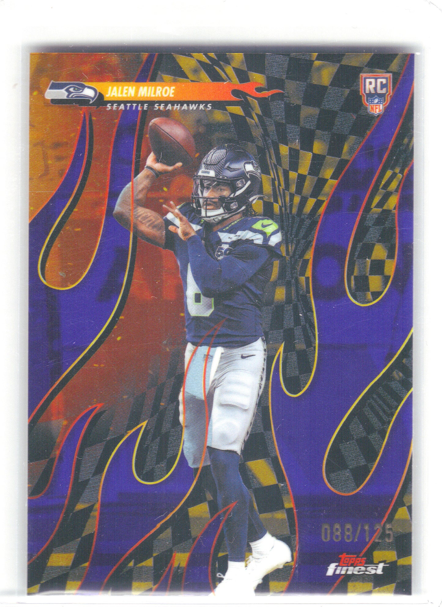 2025 Finest #T-6 Jalen Milroe Torchers Purple Refractor #/125 Seattle Seahawks SN