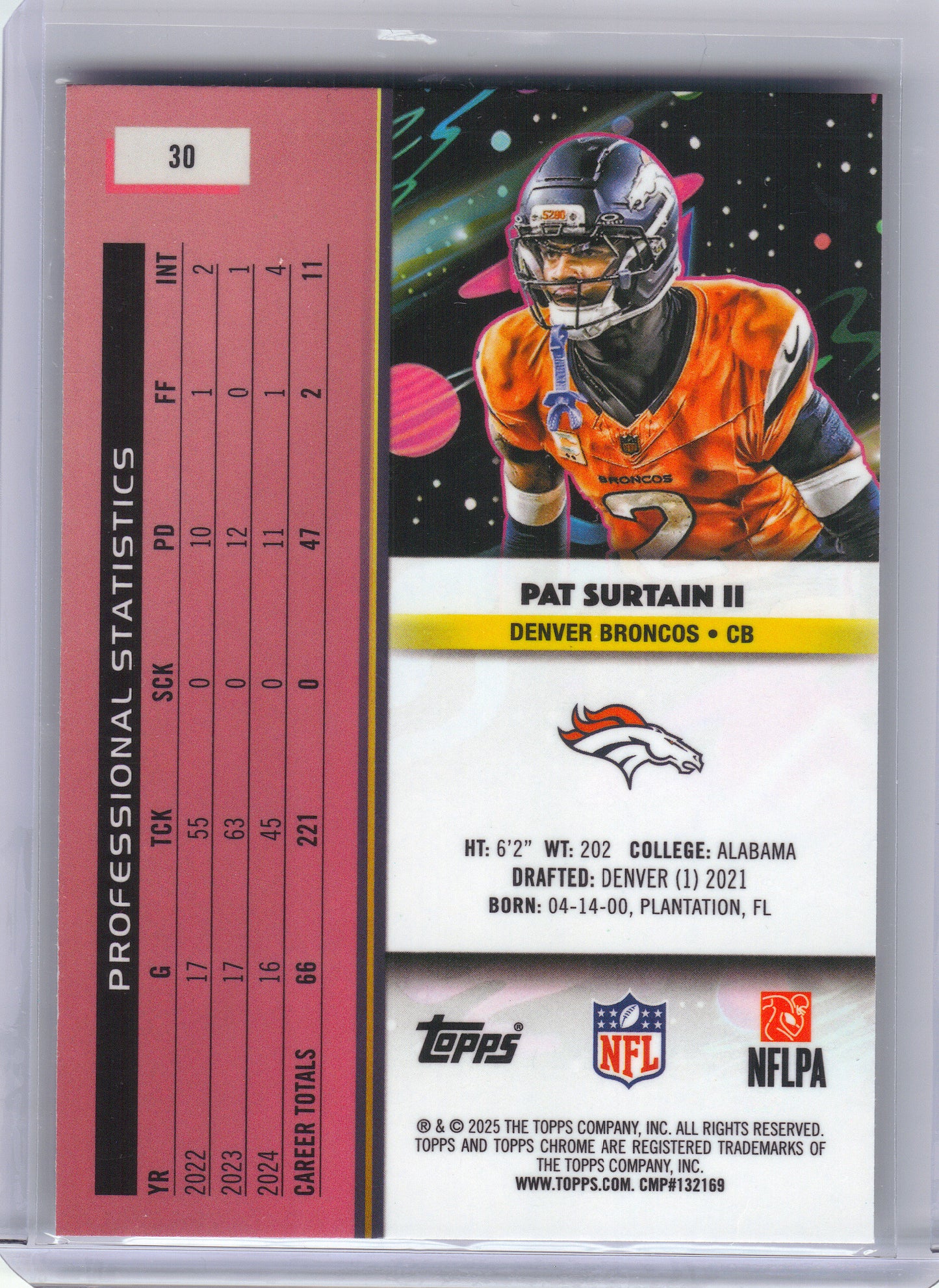 2025 Topps Chrome Cosmic #30 Pat Surtain II Denver Broncos