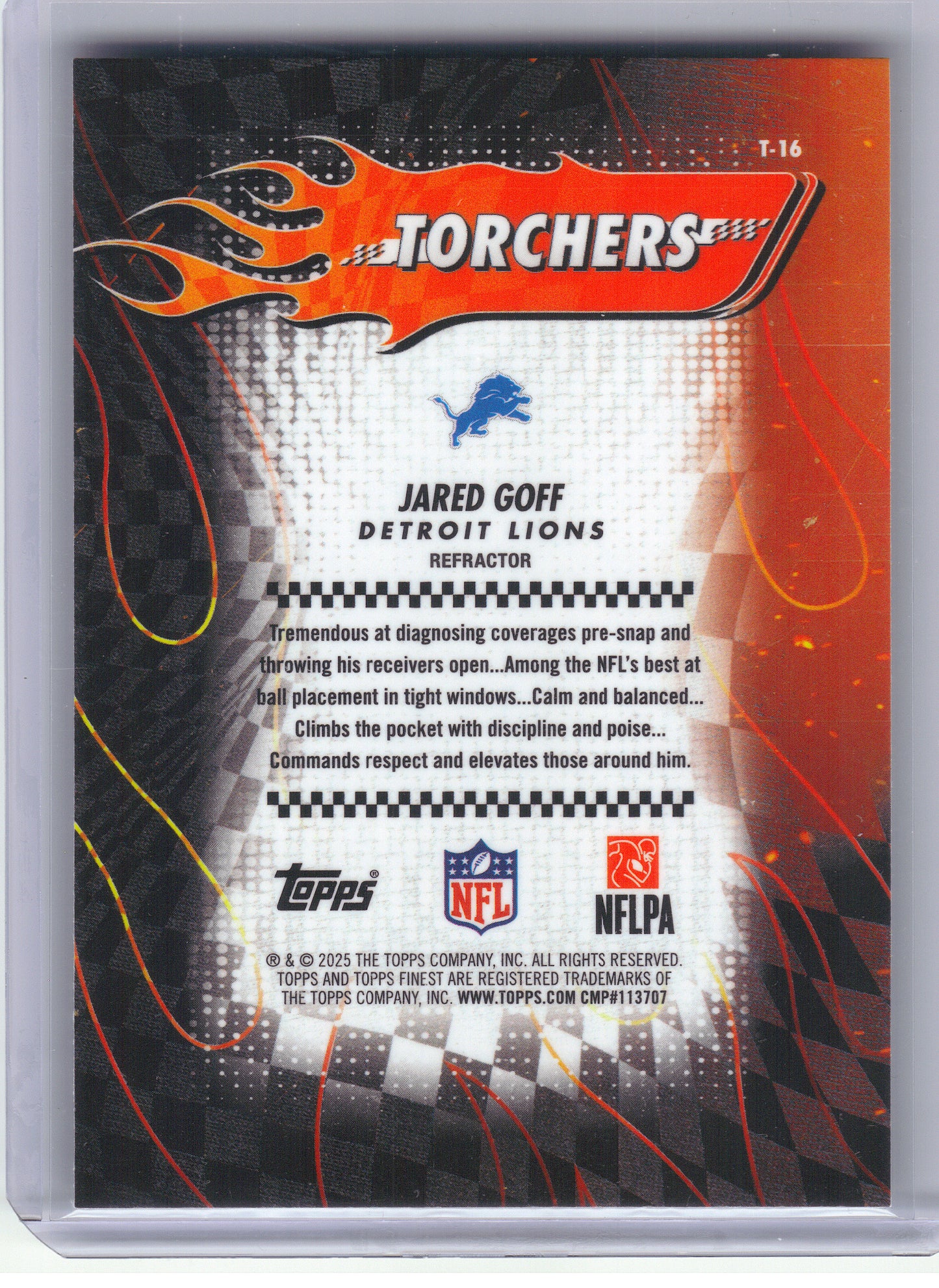 2025 Finest #T-16 Jared Goff Torchers Detroit Lions