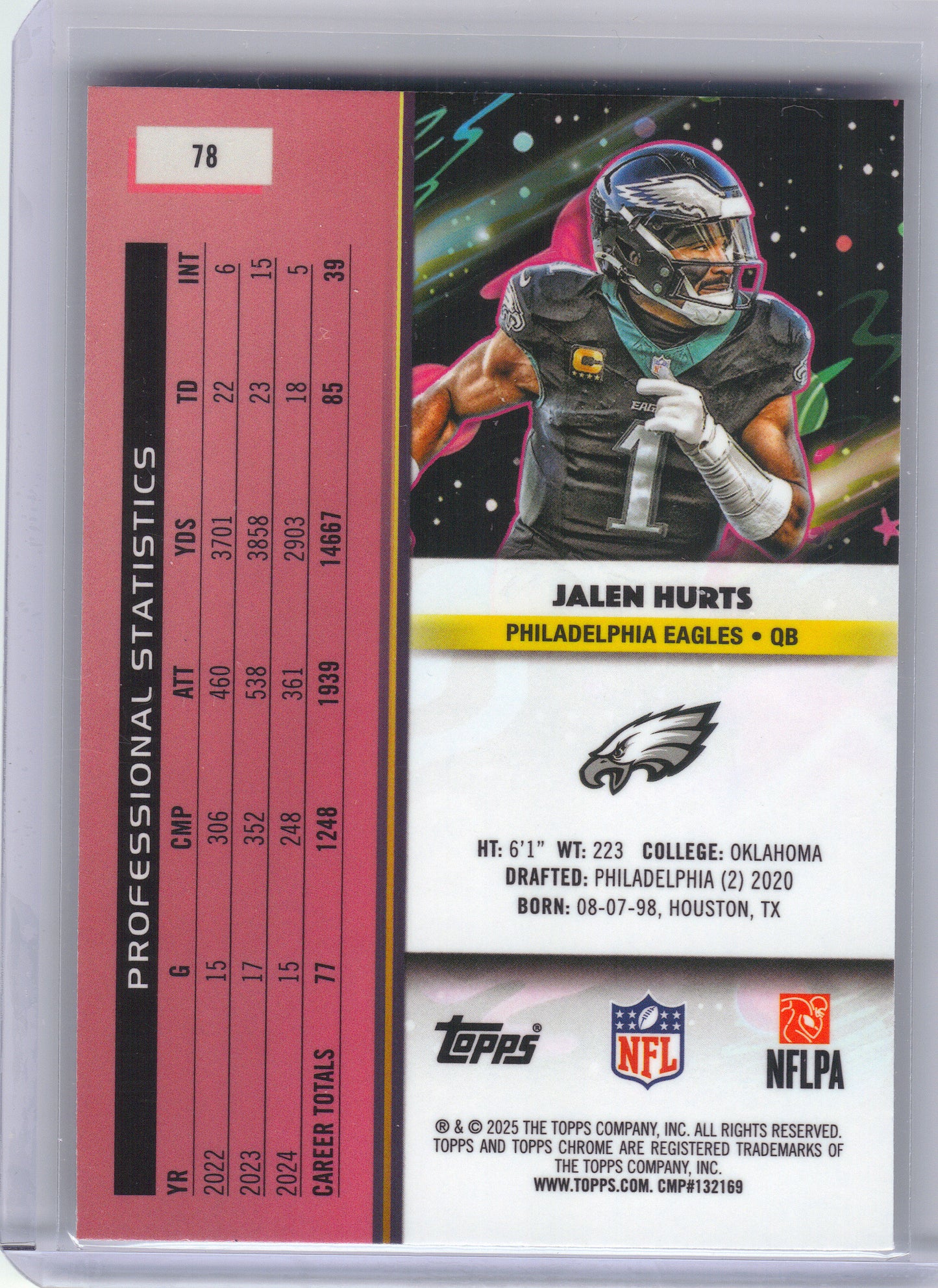 2025 Topps Chrome Cosmic #78 Jalen Hurts Philadelphia Eagles