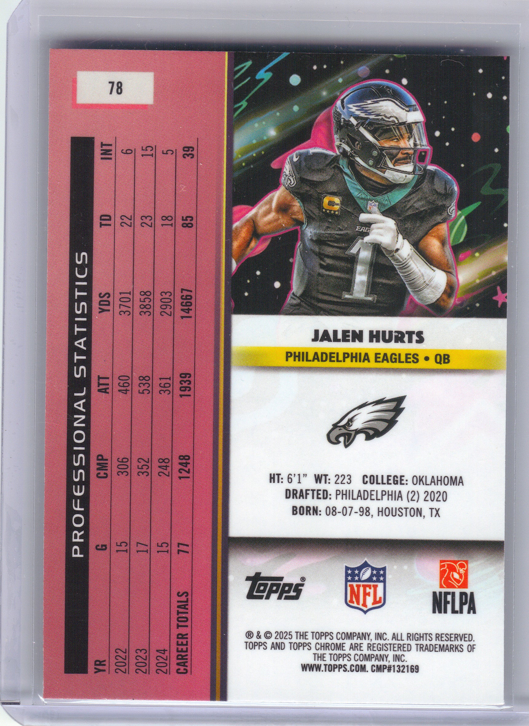 2025 Topps Chrome Cosmic #78 Jalen Hurts Philadelphia Eagles