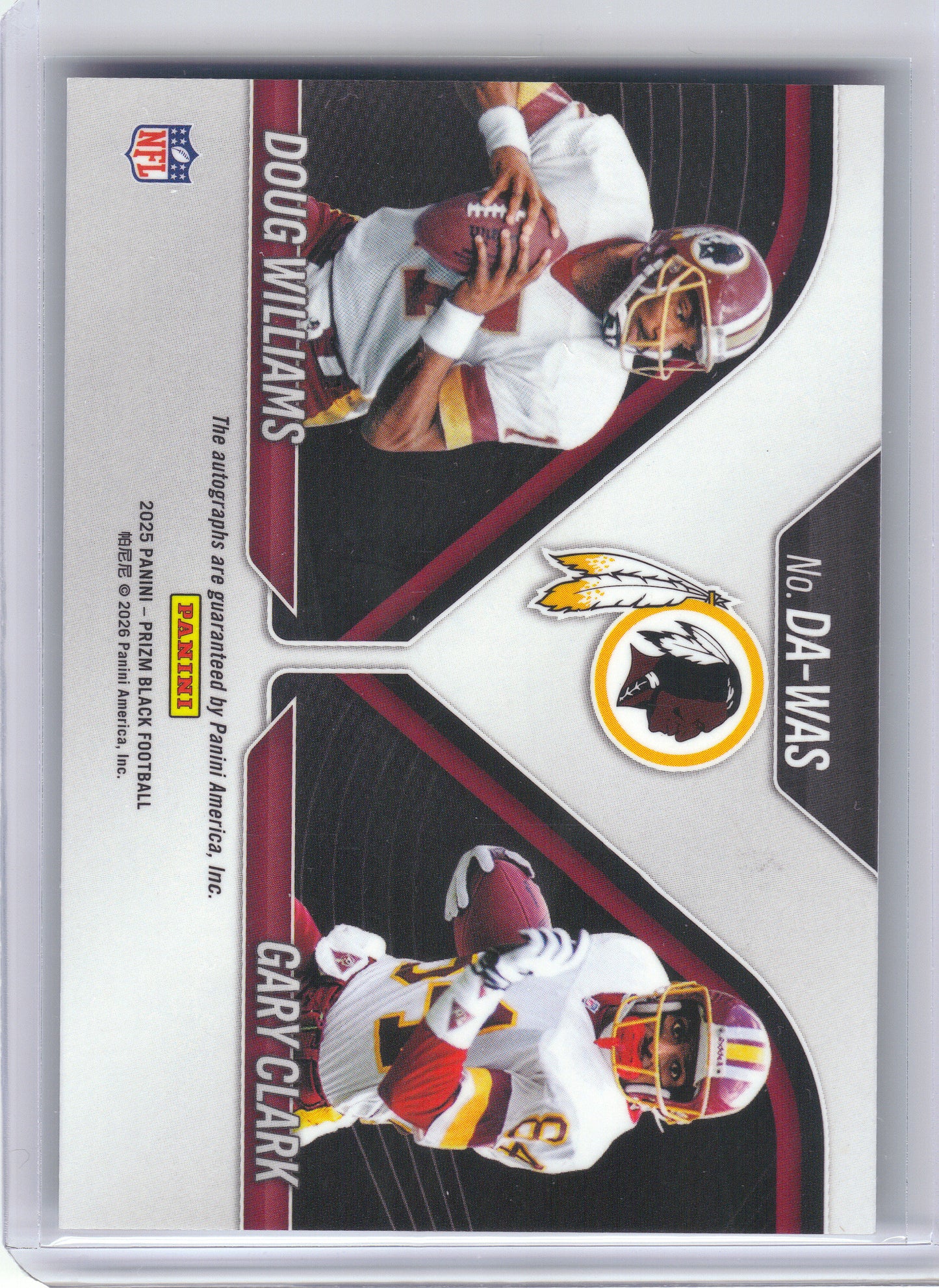 2025 Panini Prizm Black #DA-WAS Doug Williams/Gary Clark Dual Auto Washington Redskins AU