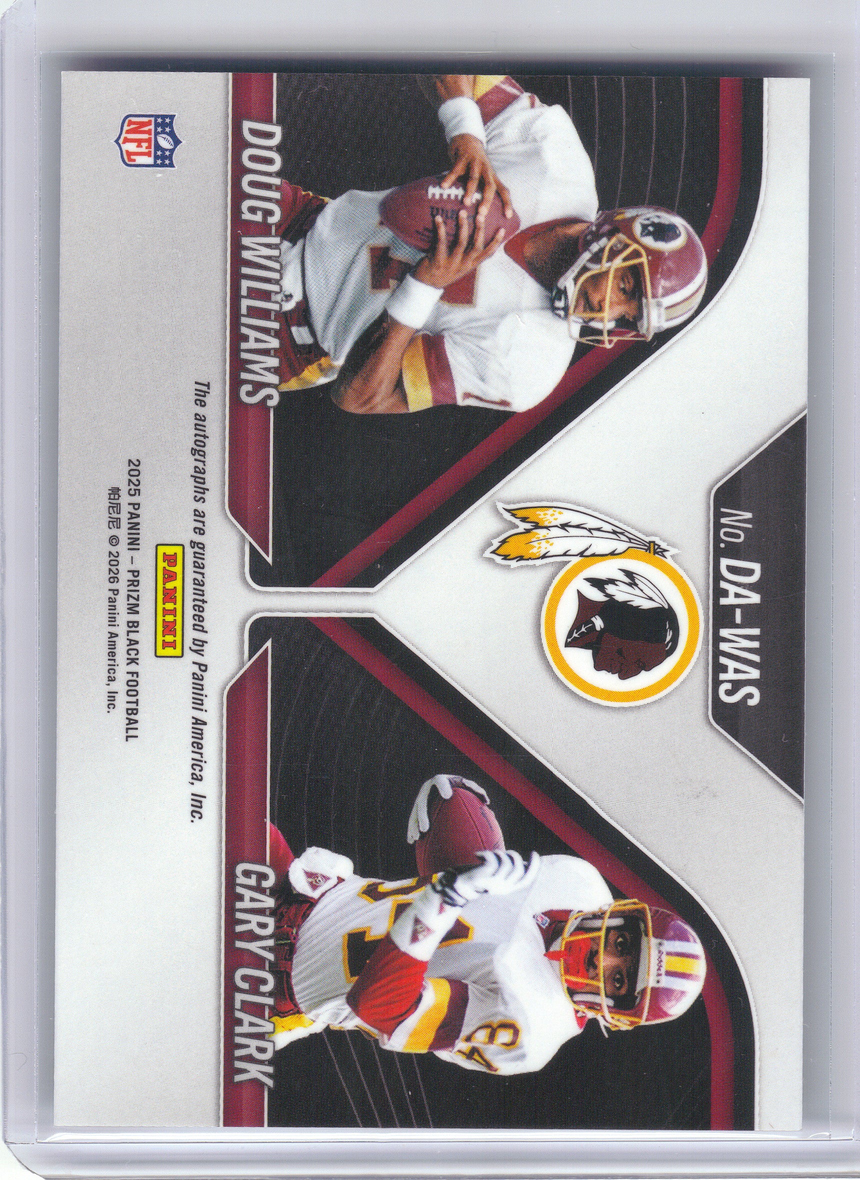 2025 Panini Prizm Black #DA-WAS Doug Williams/Gary Clark Dual Auto Washington Redskins AU