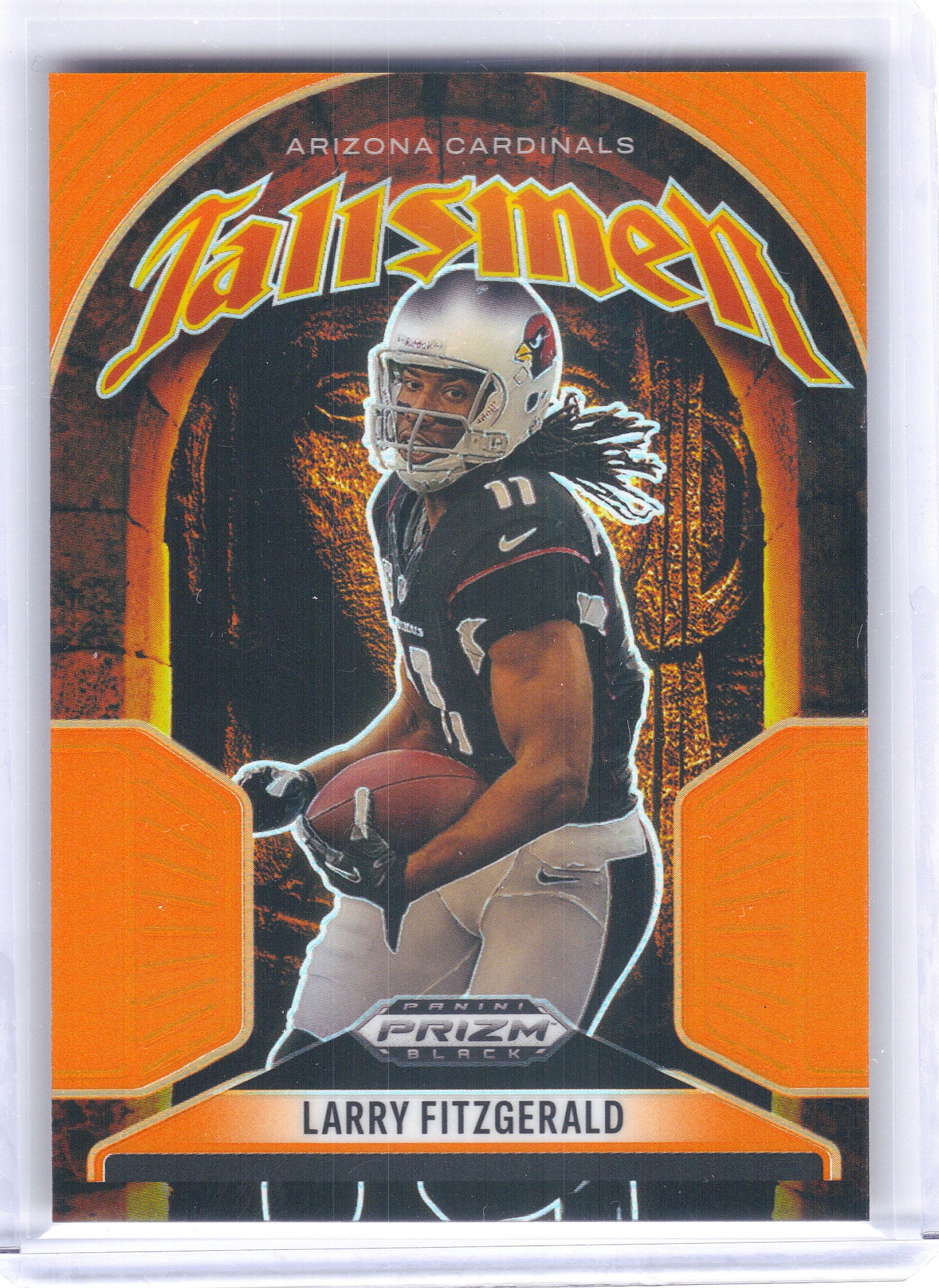 2025 Panini Prizm Black #9 Larry Fitzgerald Talisman Orange #/49 Arizona Cardinals SN