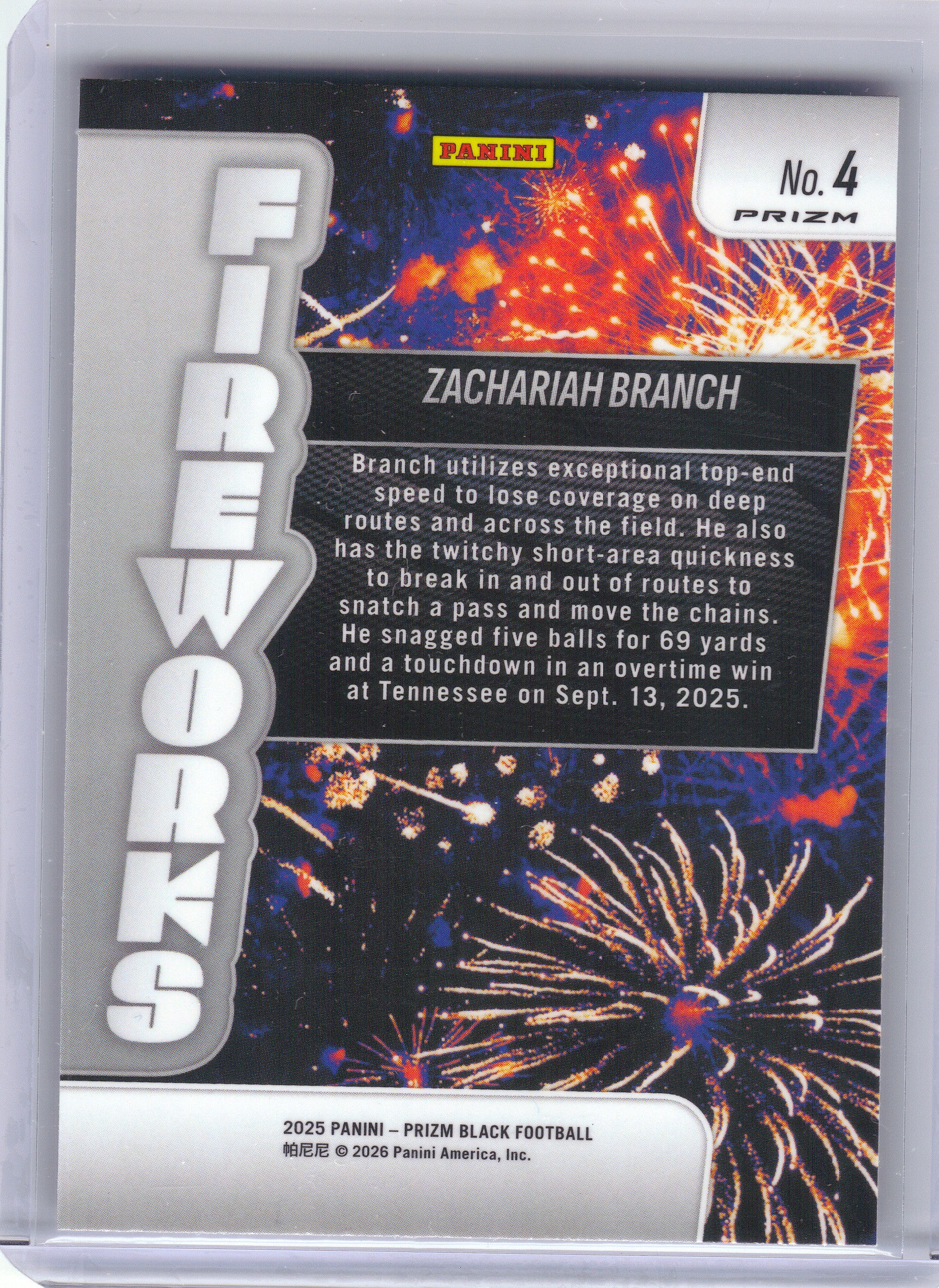 2025 Panini Prizm Black #4 Zachariah Branch Fireworks Silver Georgia Bulldogs