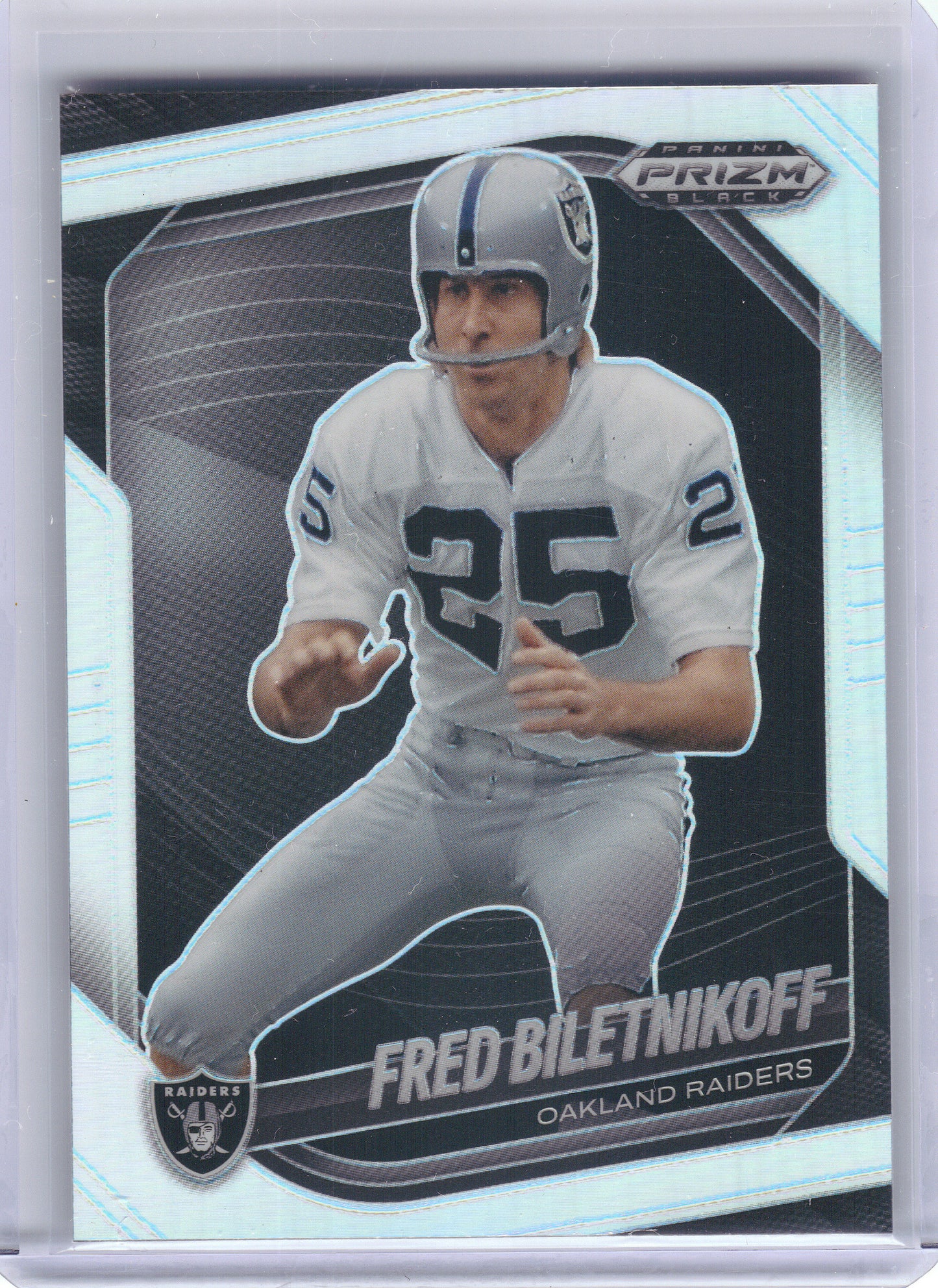 2025 Panini Prizm Black #109 Fred Biletnikoff Prizms Silver Oakland Raiders