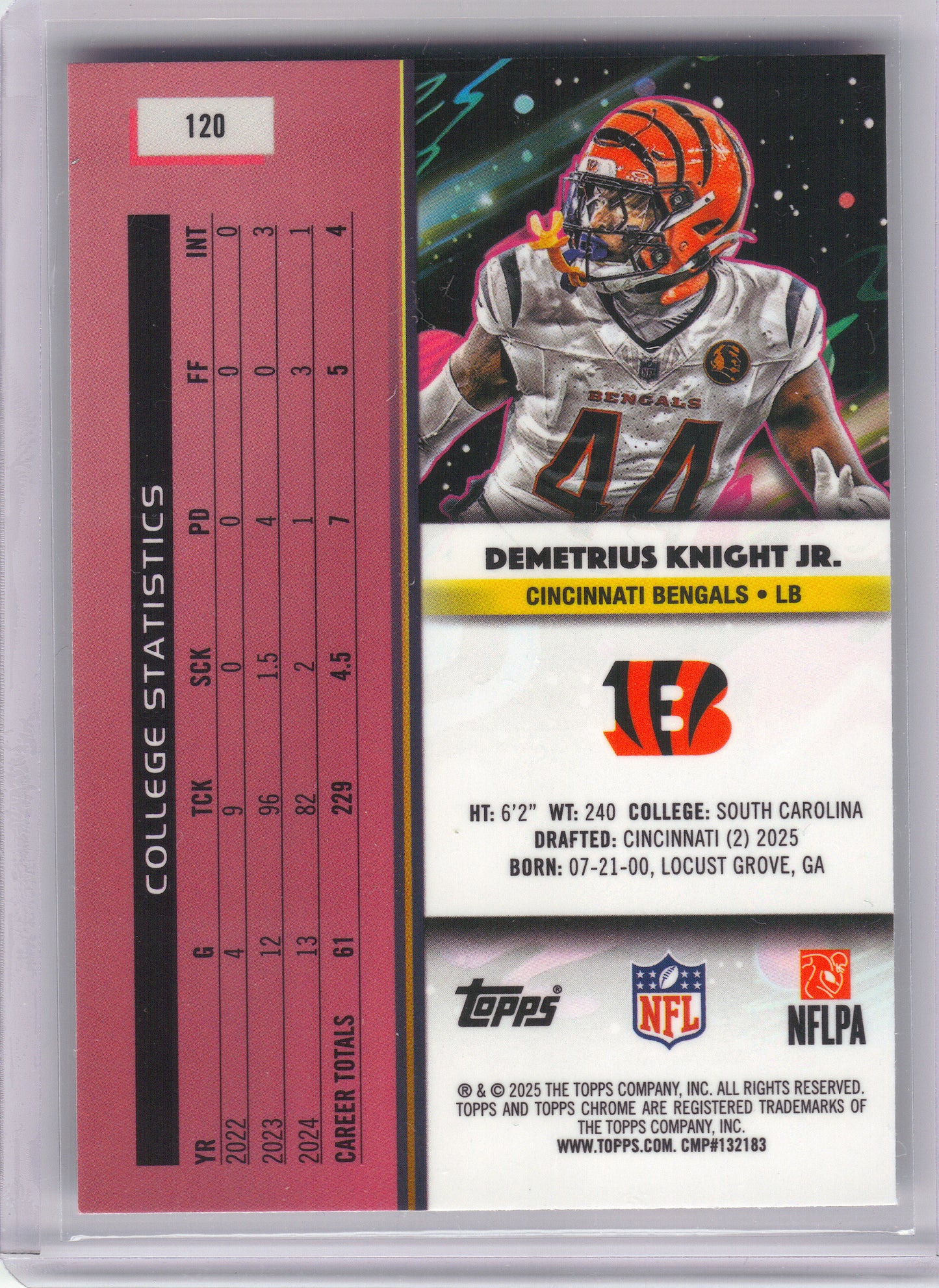 2025 Topps Chrome Cosmic #120 Demetrius Knight Jr. Cincinnati Bengals RC