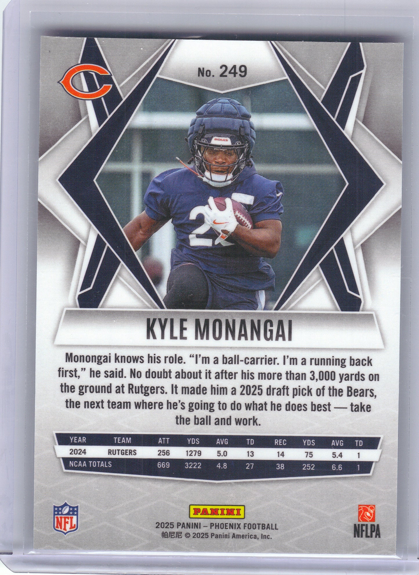 2025 Panini Phoenix #249 Kyle Monangai Chicago Bears RC