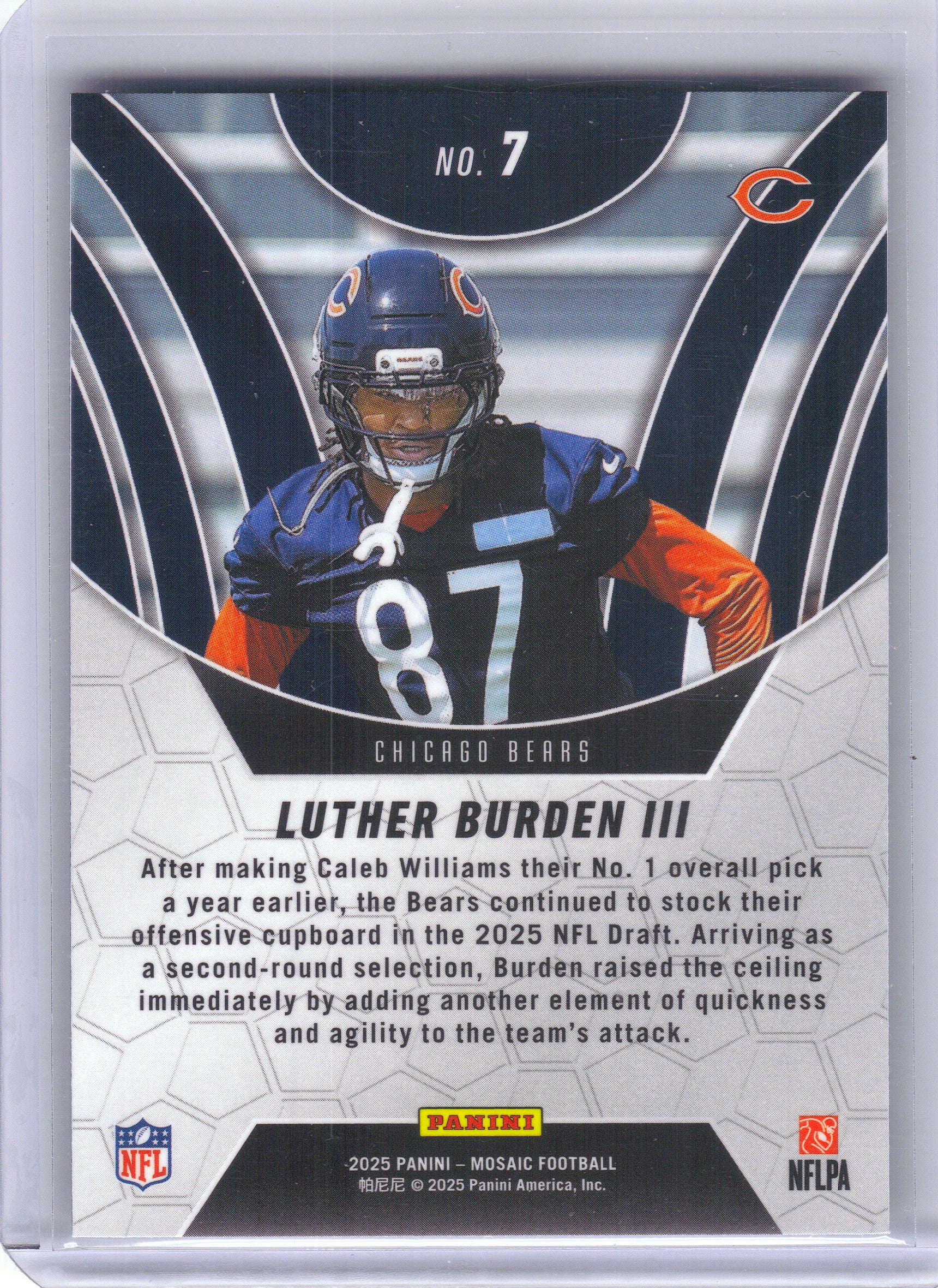 2025 Panini Mosaic #7 Luther Burden III Elevate Chicago Bears