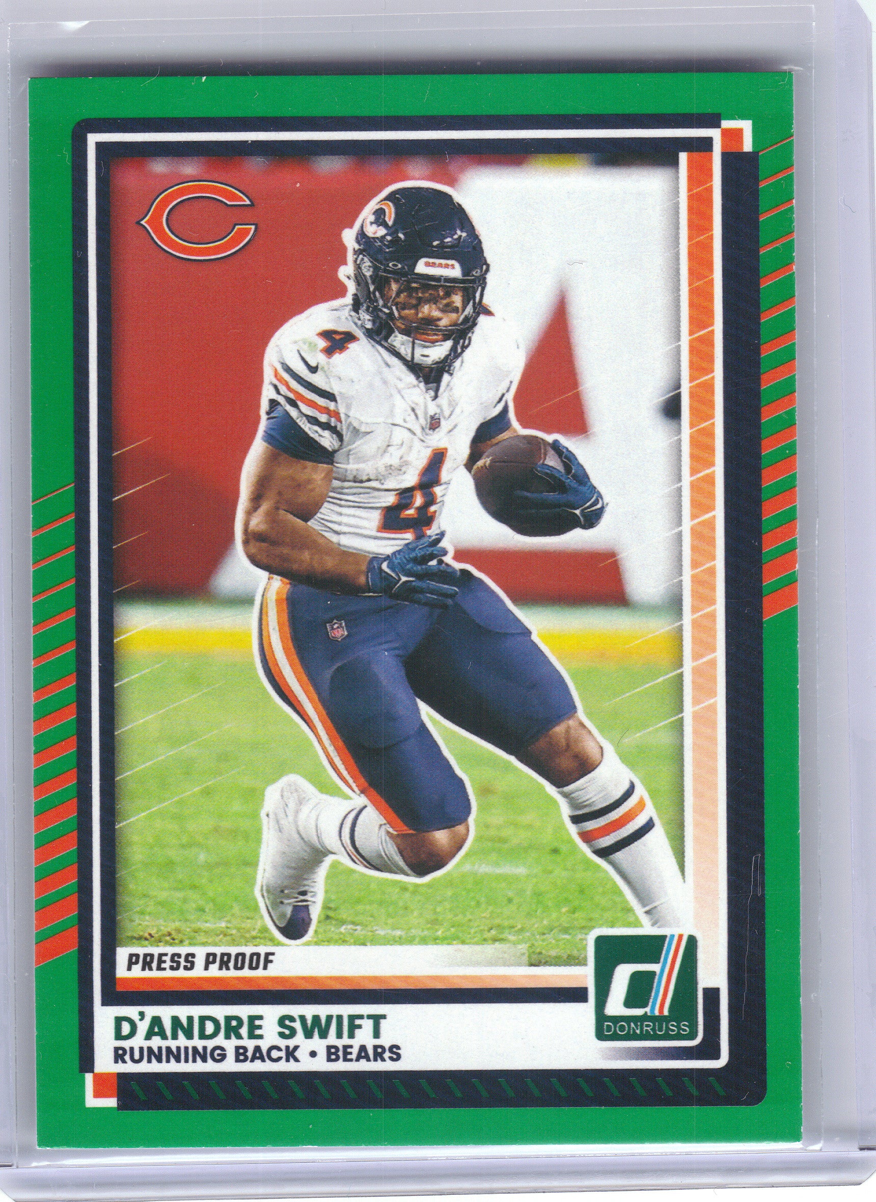 2025 Donruss #226 D’Andre Swift Press Proofs Green Chicago Bears