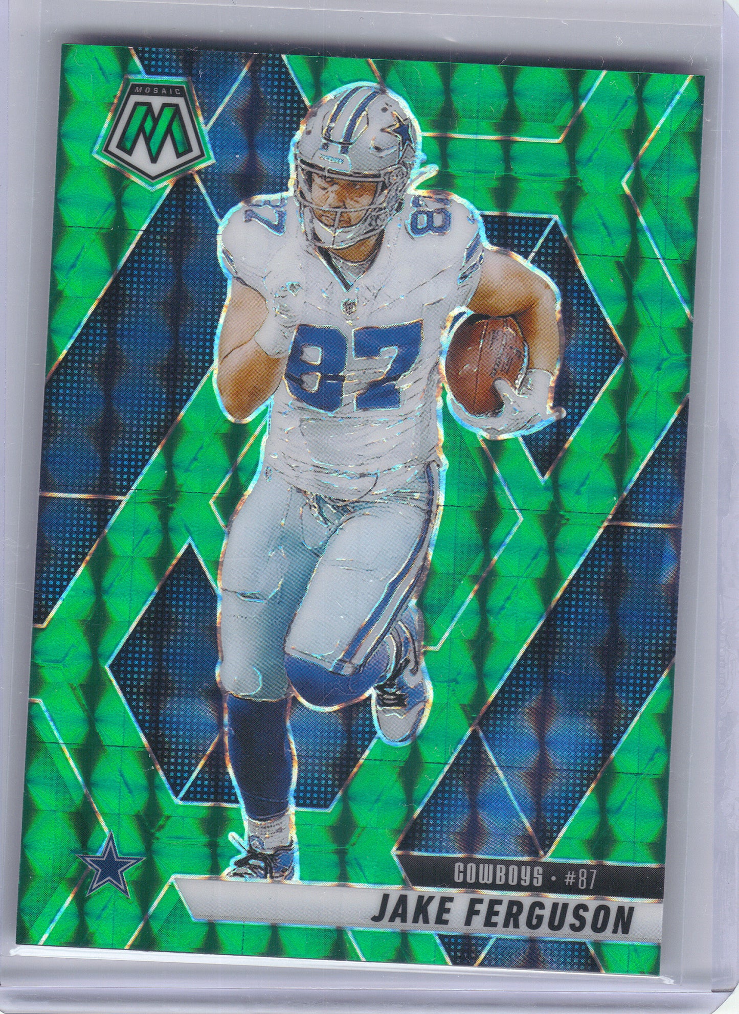 2025 Panini Mosaic #175 Jake Ferguson Mosaic Green Dallas Cowboys