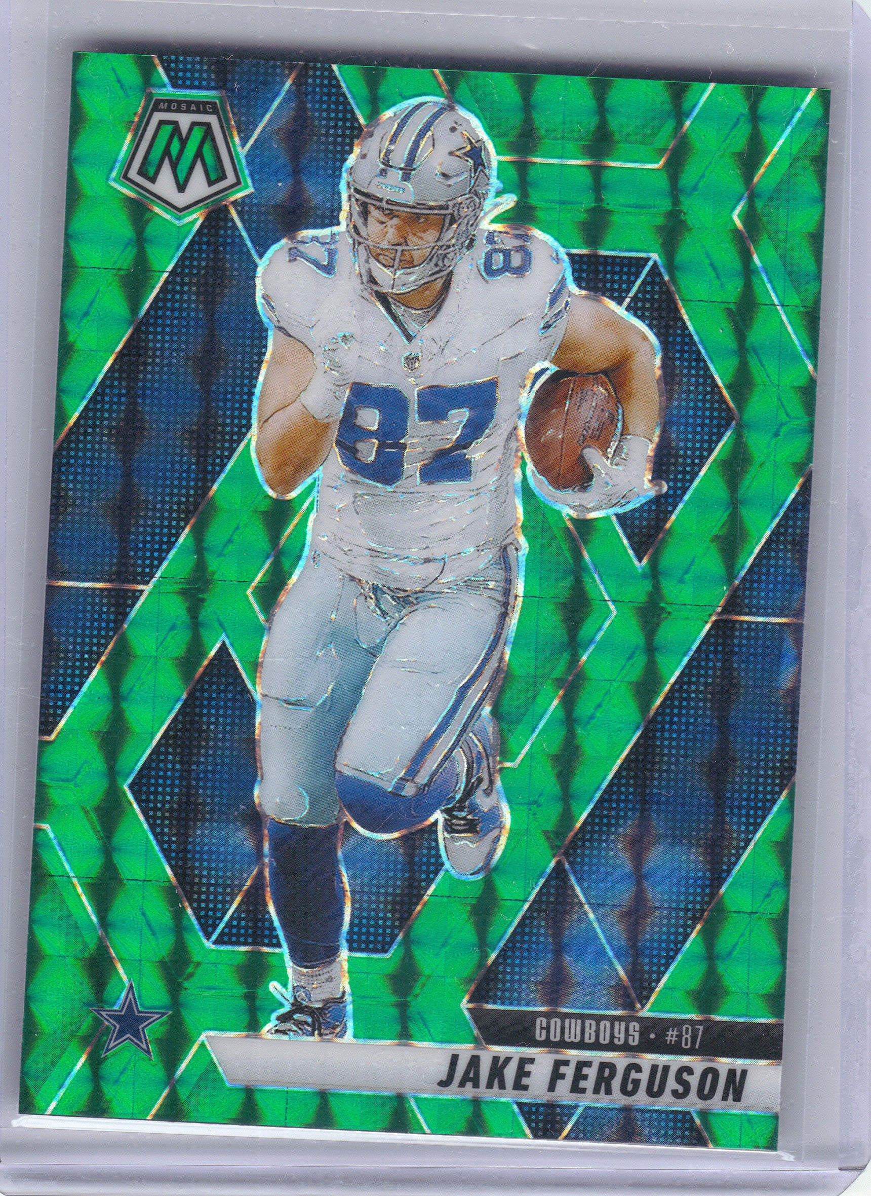 2025 Panini Mosaic #175 Jake Ferguson Mosaic Green Dallas Cowboys