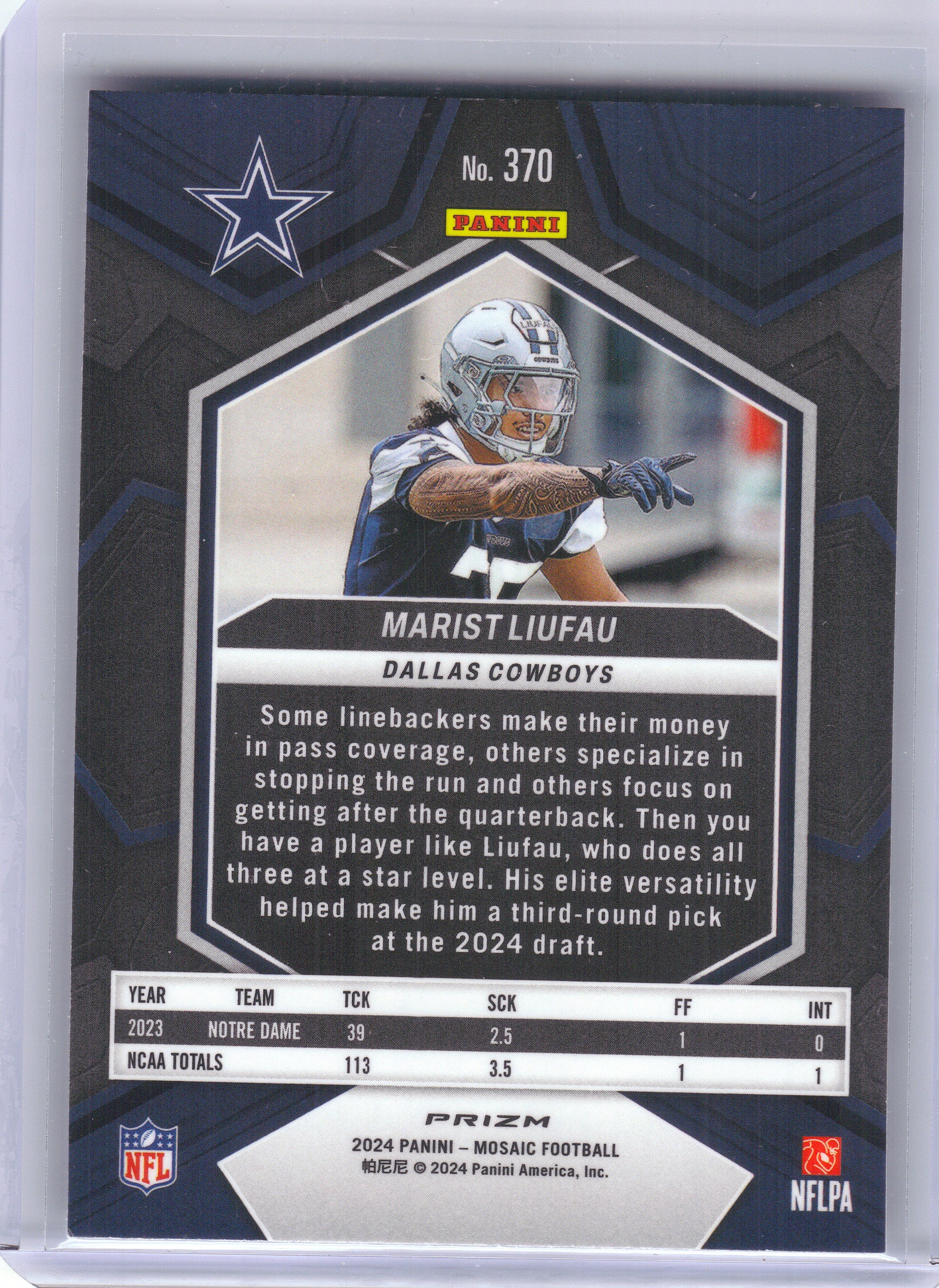 2024 Panini Mosaic #370 Marist Liufau Mosaic Dallas Cowboys