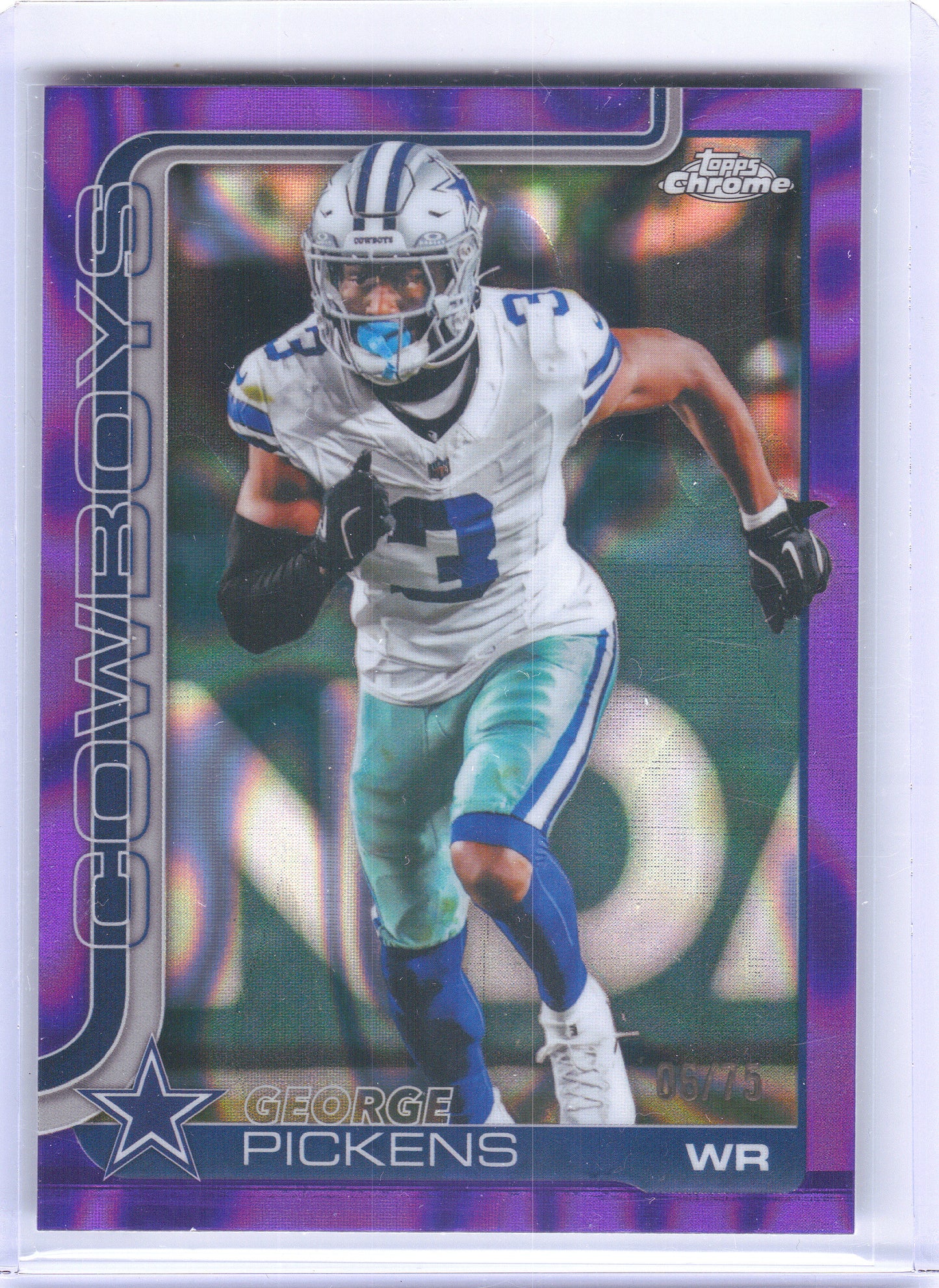 2025 Topps Chrome #80 George Pickens Purple Lava #/75 Dallas Cowboys SN