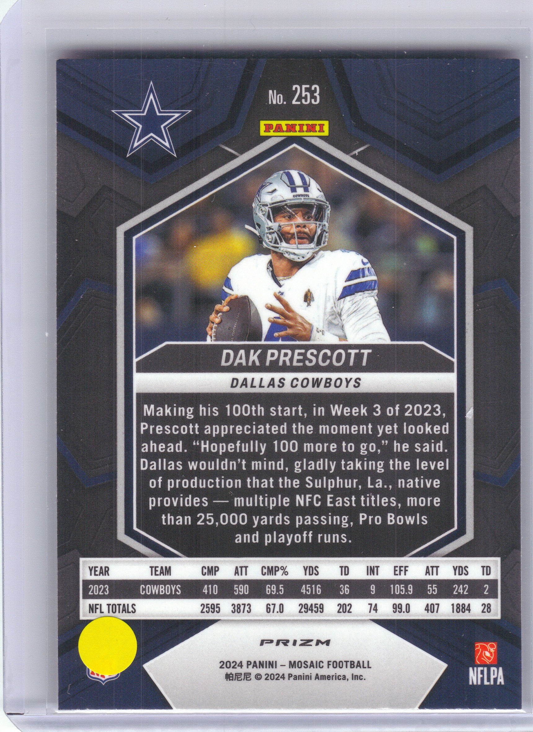 2024 Panini Mosaic #253 Dak Prescott Mosaic Camo Pink Dallas Cowboys