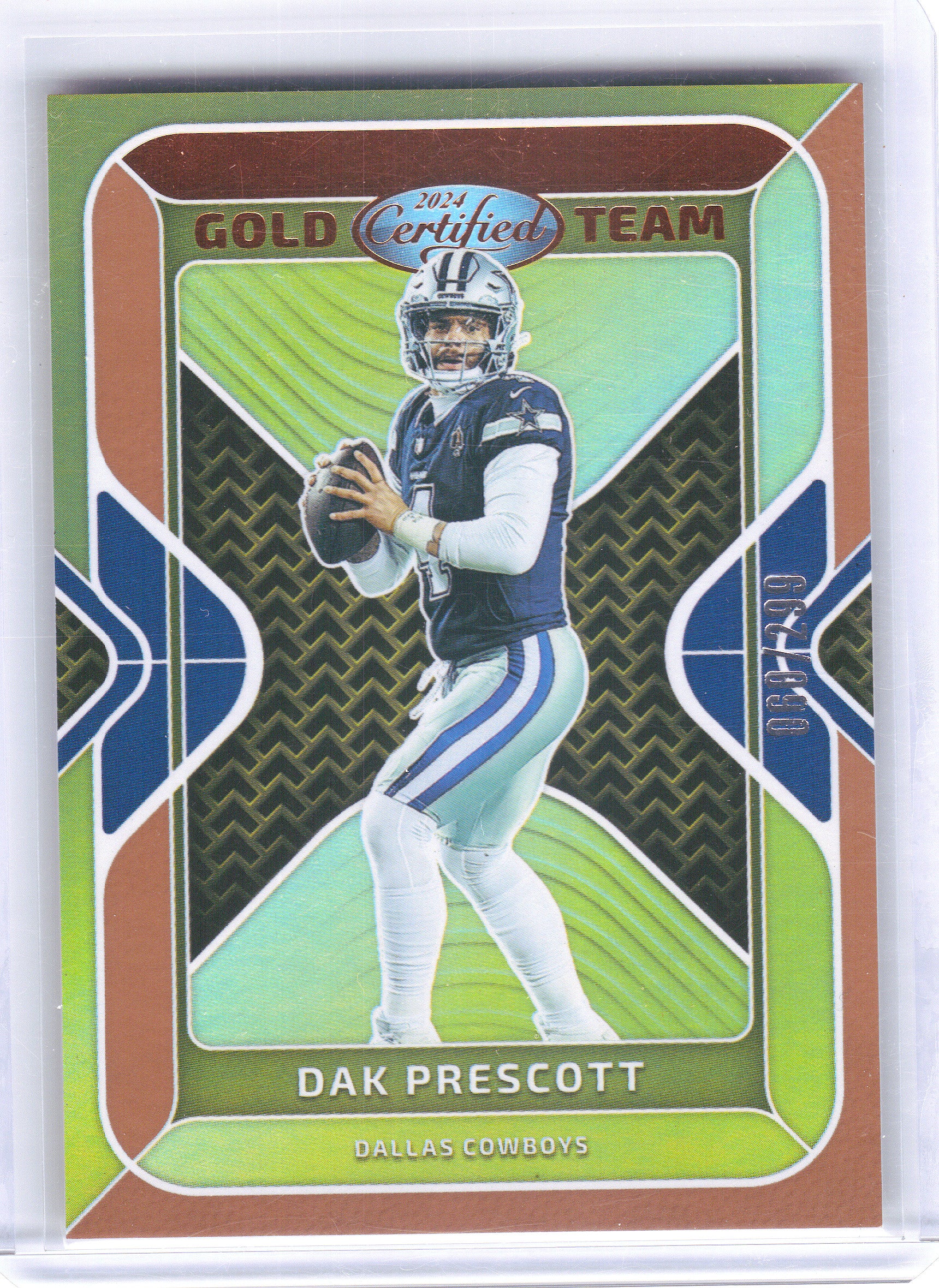 2024 Panini Certified #GT-DPT Dak Prescott Gold Team Mirror Bronze #/299 Dallas Cowboys SN
