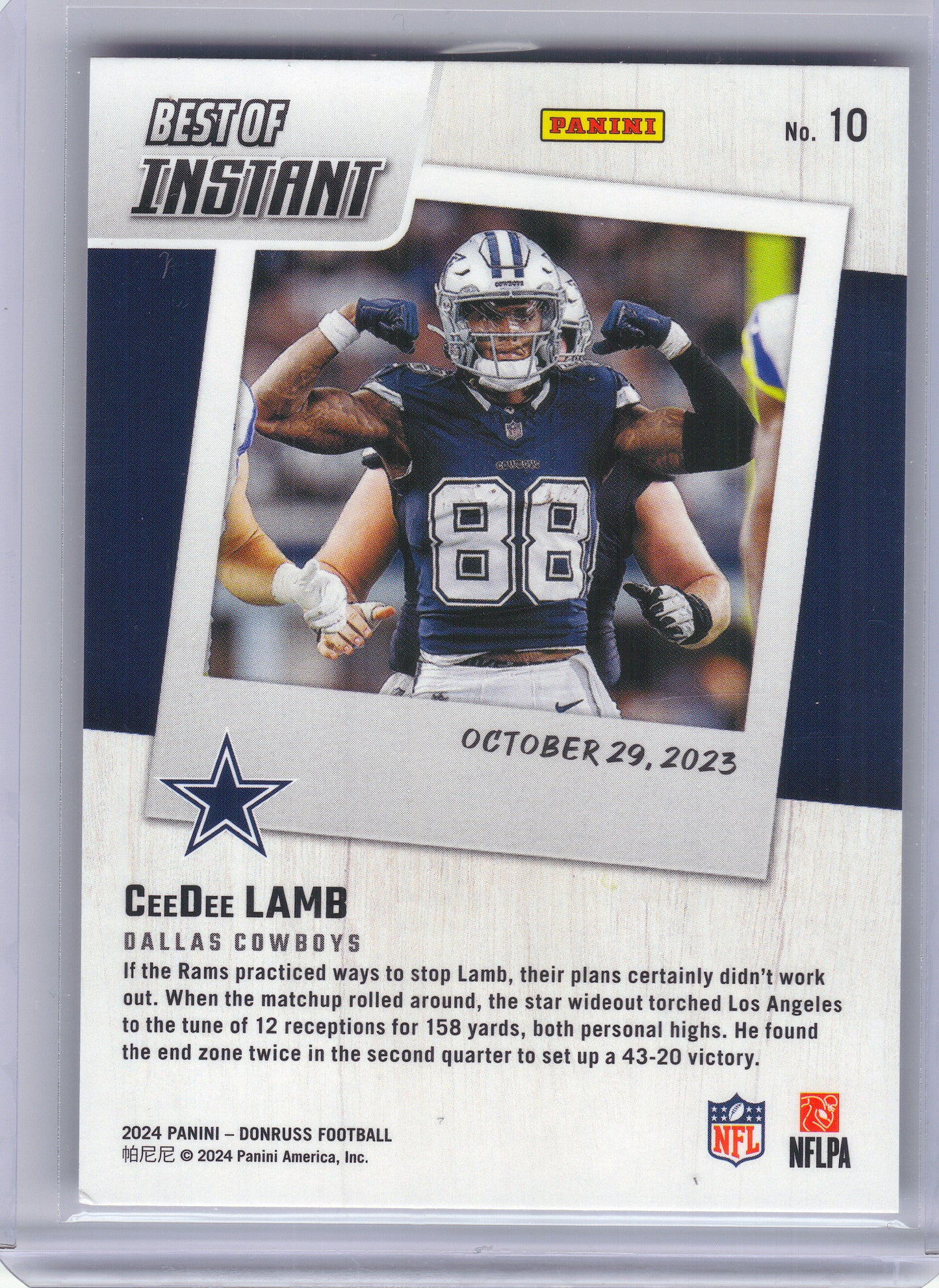 2024 Donruss #10 CeeDee Lamb Best of Panini Instant Dallas Cowboys