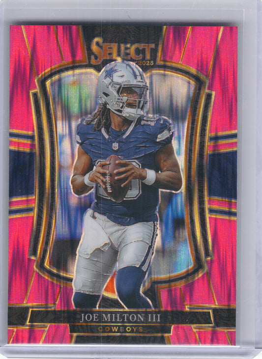2025 Panini Select #196 Joe Milton III Pink Prizm Shock Dallas Cowboys