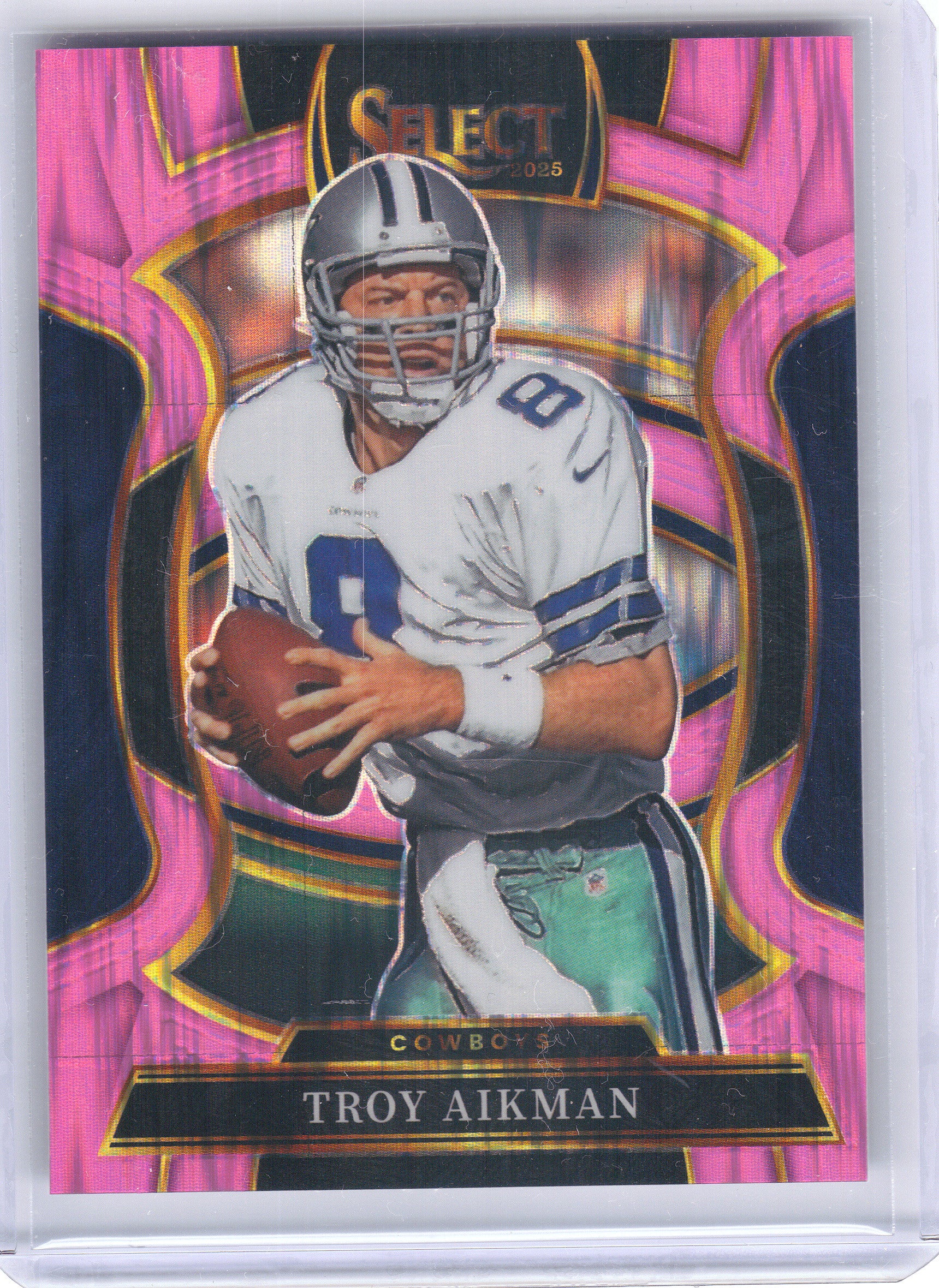 2025 Panini Select #100 Troy Aikman Pink Prizm Shock Dallas Cowboys