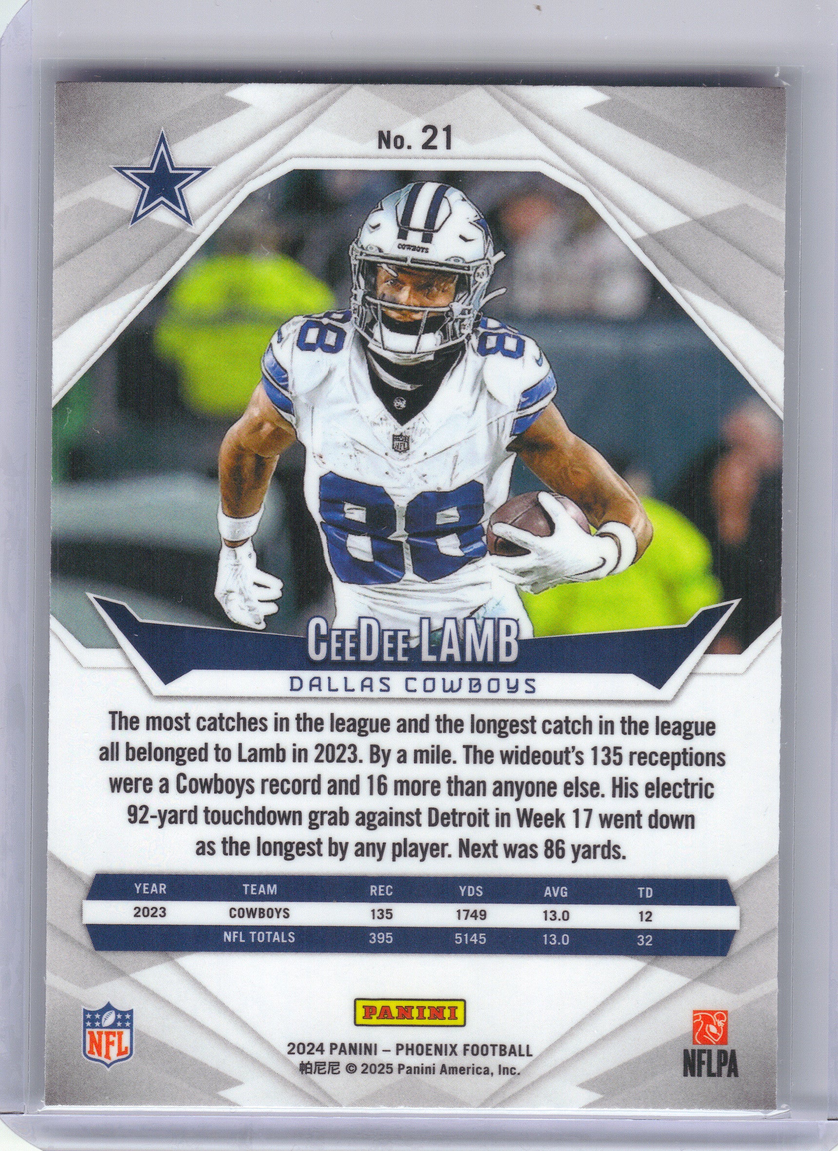 2024 Panini Phoenix #21 CeeDee Lamb International Dallas Cowboys