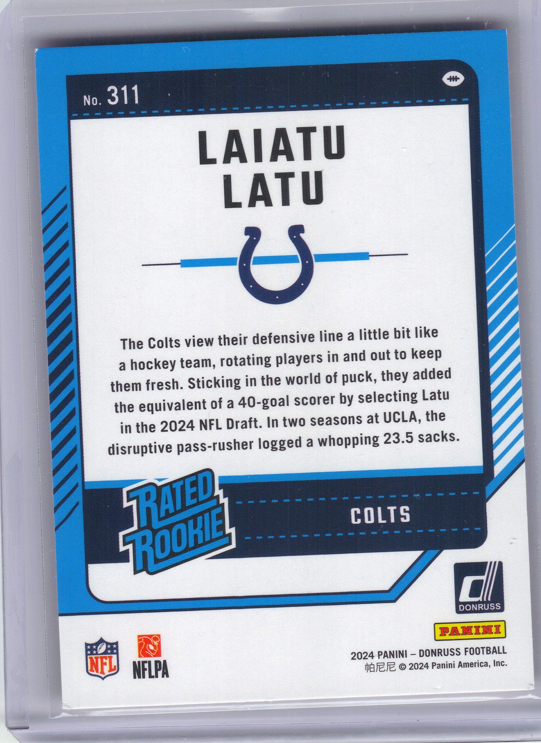 2024 Donruss #311 Laiatu Latu Press Proof Red Indianapolis Colts RC