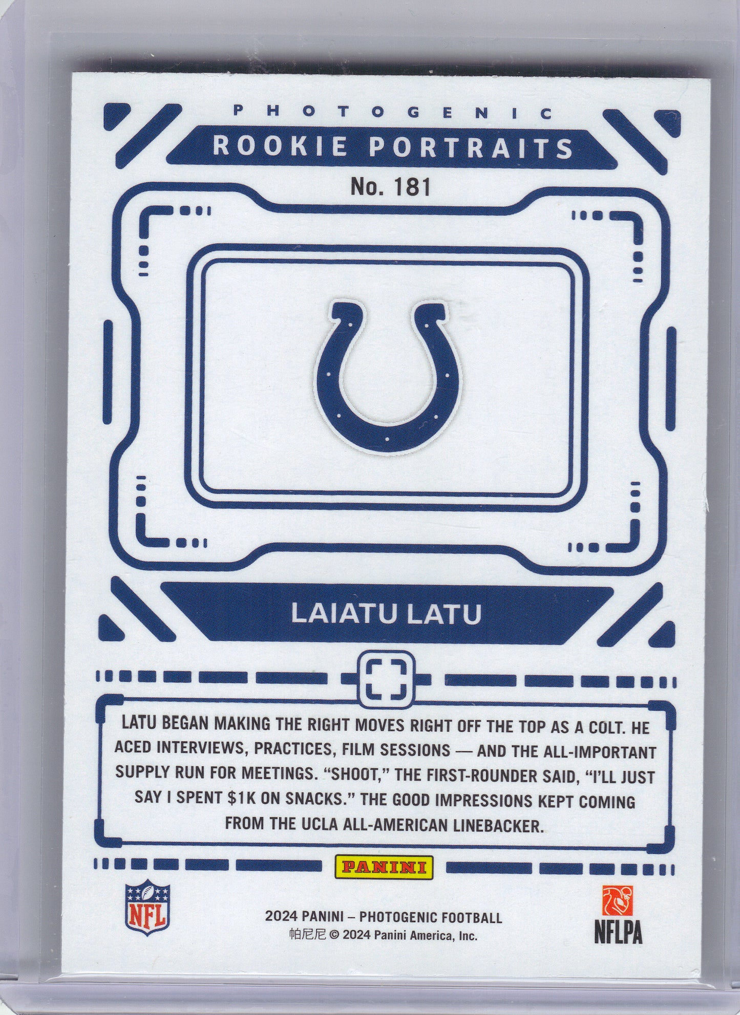2024 Panini Photogenic #181 Laiatu Latu Orange #/25 Indianapolis Colts SN,RC