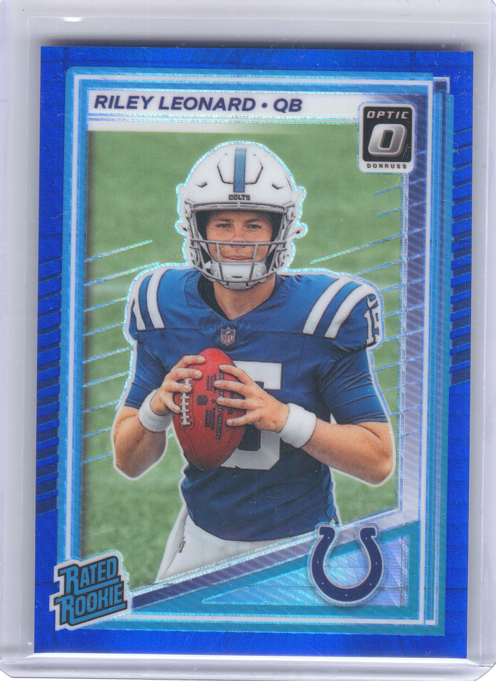 2025 Donruss Optic #255 Riley Leonard Blue Hyper Indianapolis Colts RC