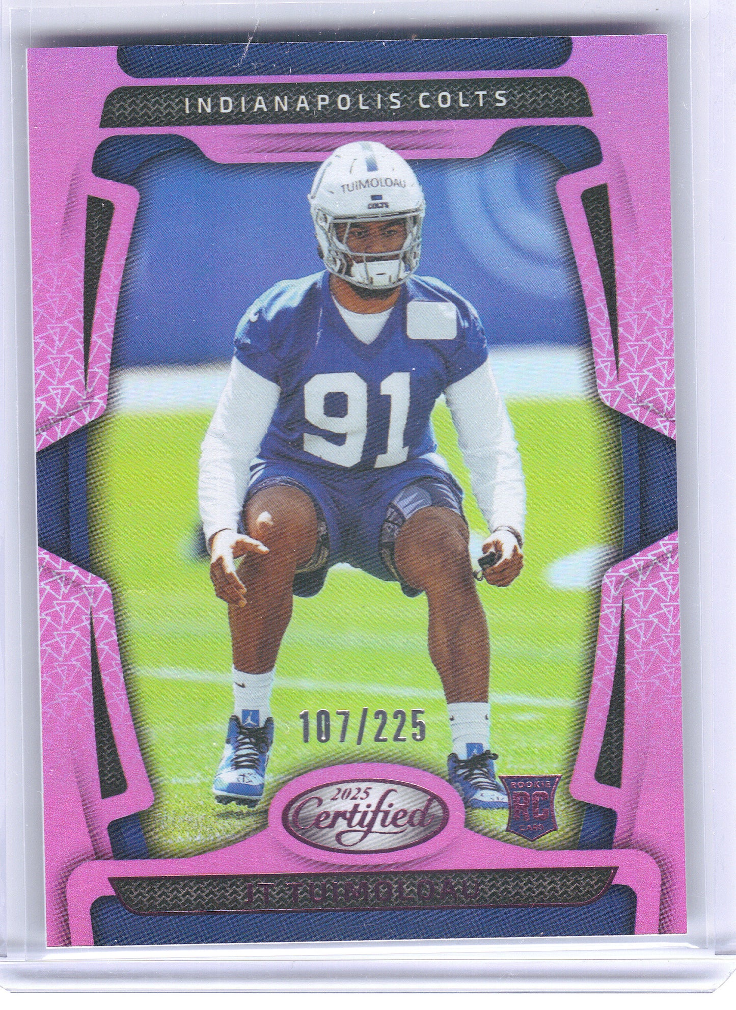 2025 Panini Certified #194 JT Tuimoloau Mirror Pink #/225 Indianapolis Colts SN,RC