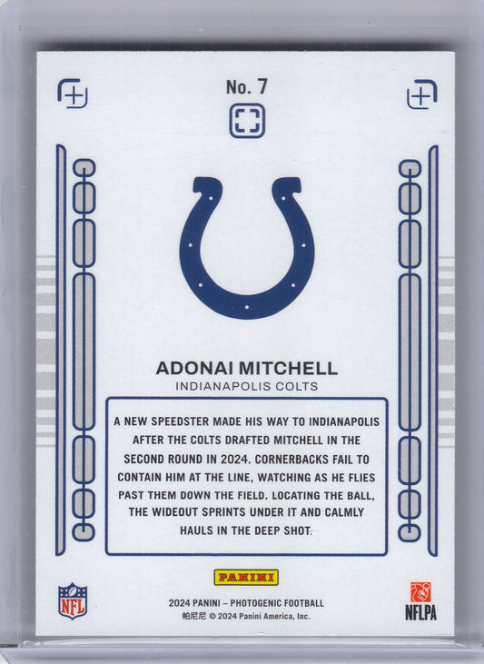 2024 Panini Photogenic #7 Adonai Mitchell Rookie Pix Indianapolis Colts