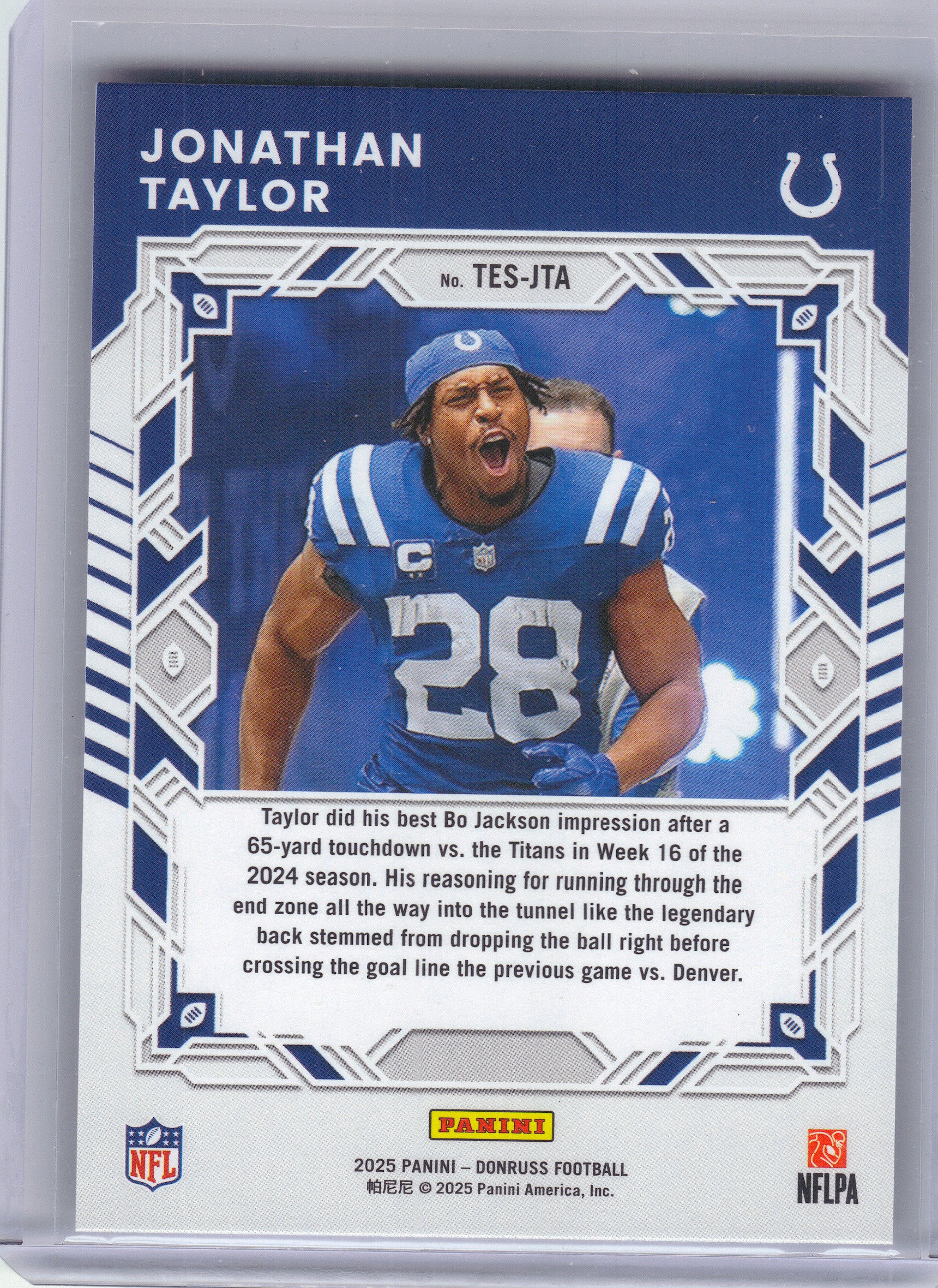 2025 Donruss #TES-JTA Jonathan Taylor The Elite Series Indianapolis Colts
