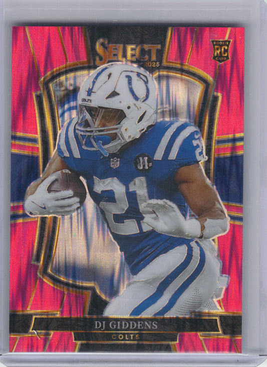 2025 Panini Select #131 DJ Giddens Pink Prizm Shock Indianapolis Colts RC