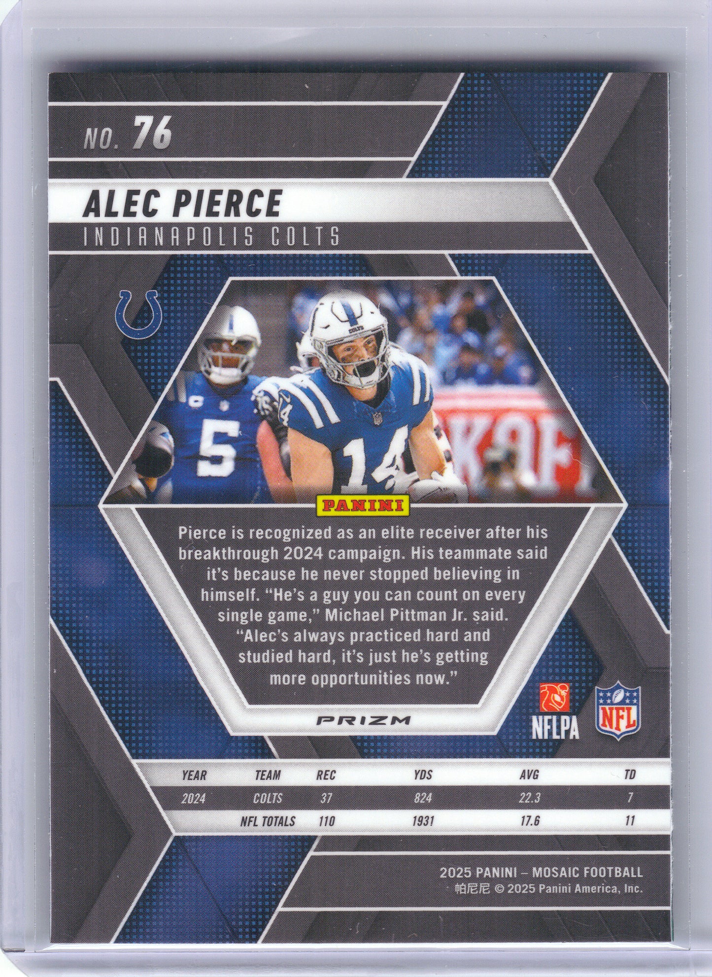 2025 Panini Mosaic #76 Alec Pierce Mosaic Green Indianapolis Colts