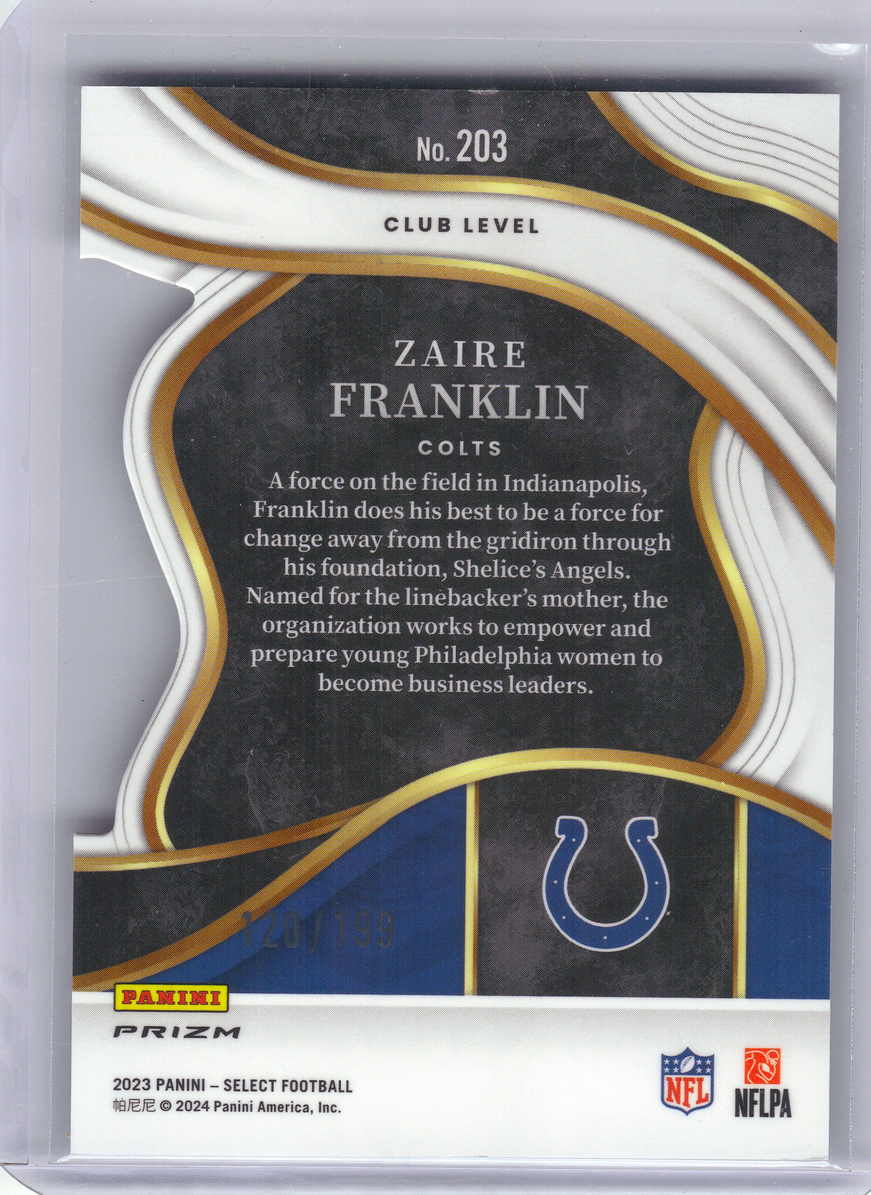 2023 Panini Select #203 Zaire Franklin Silver Prizms Indianapolis Colts