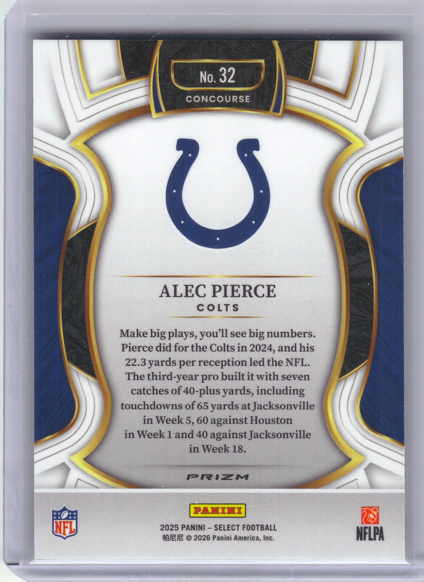 2025 Panini Select #32 Alec Pierce Pink Prizm Shock Indianapolis Colts