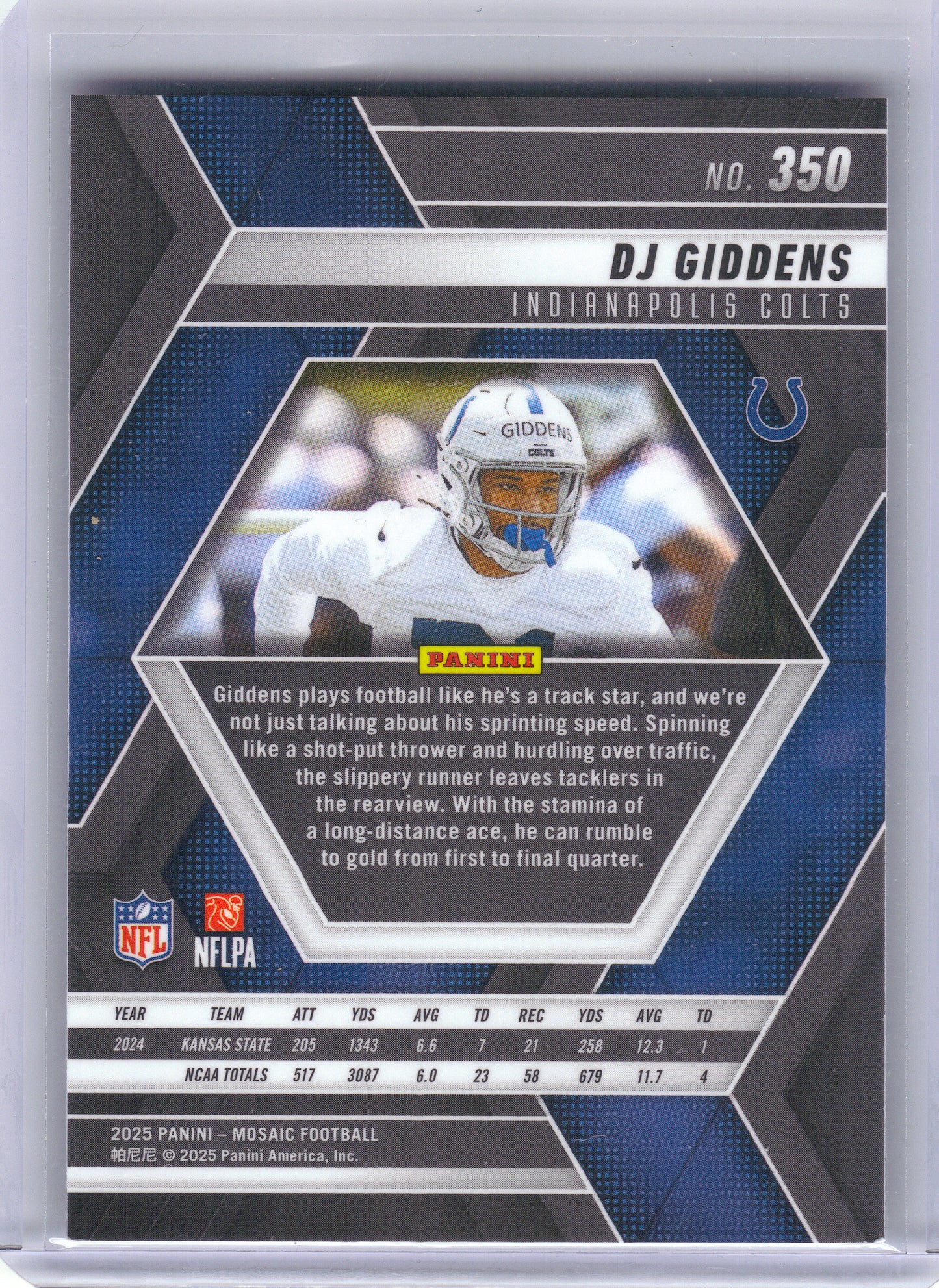 2025 Panini Mosaic #350 DJ Giddens Indianapolis Colts RC