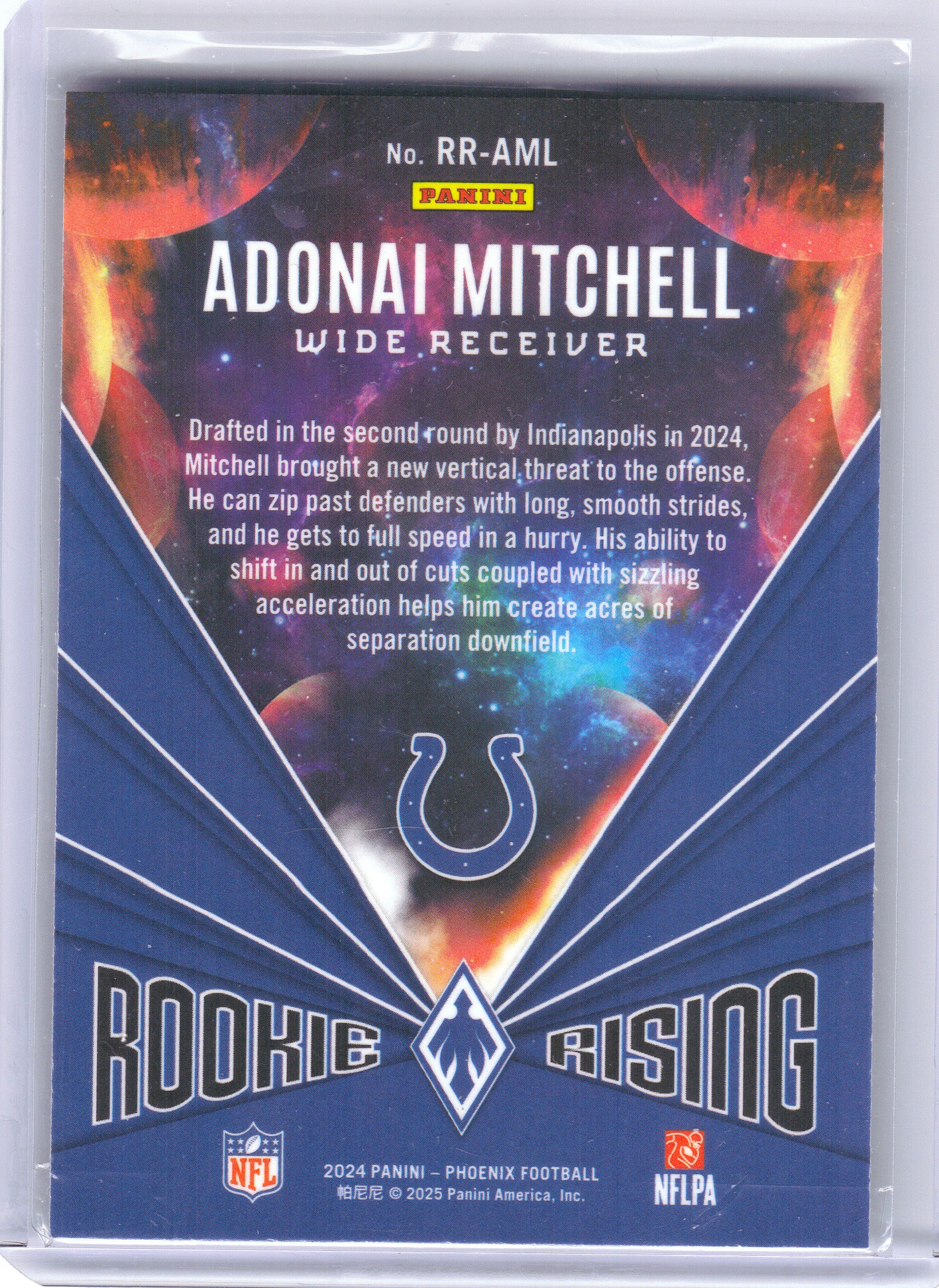 2024 Panini Phoenix #RR-AML Adonai Mitchell Rookie Rising Lazer Indianapolis Colts