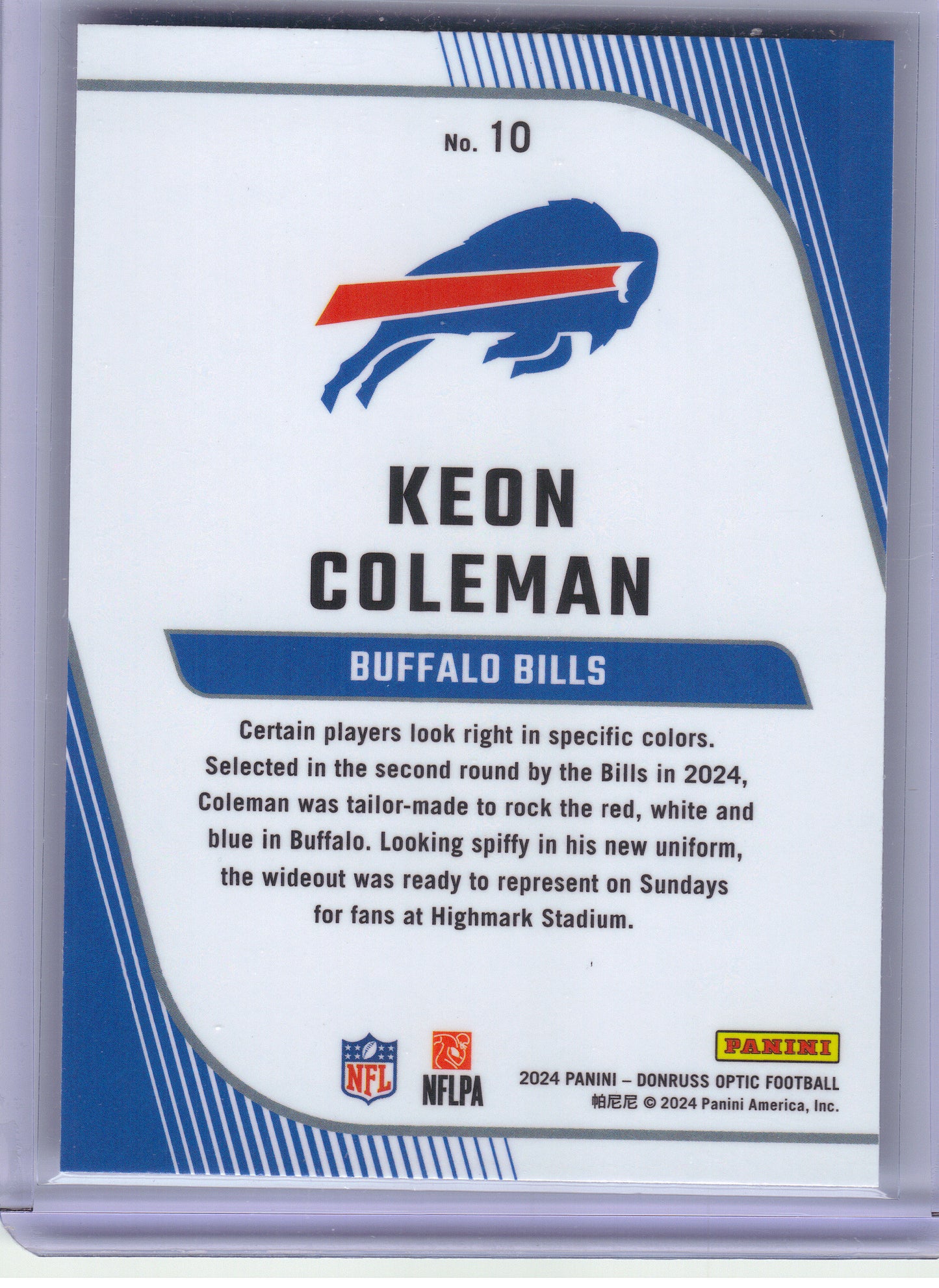 2024 Donruss Optic #10 Keon Coleman Rookie Primary Colors Buffalo Bills