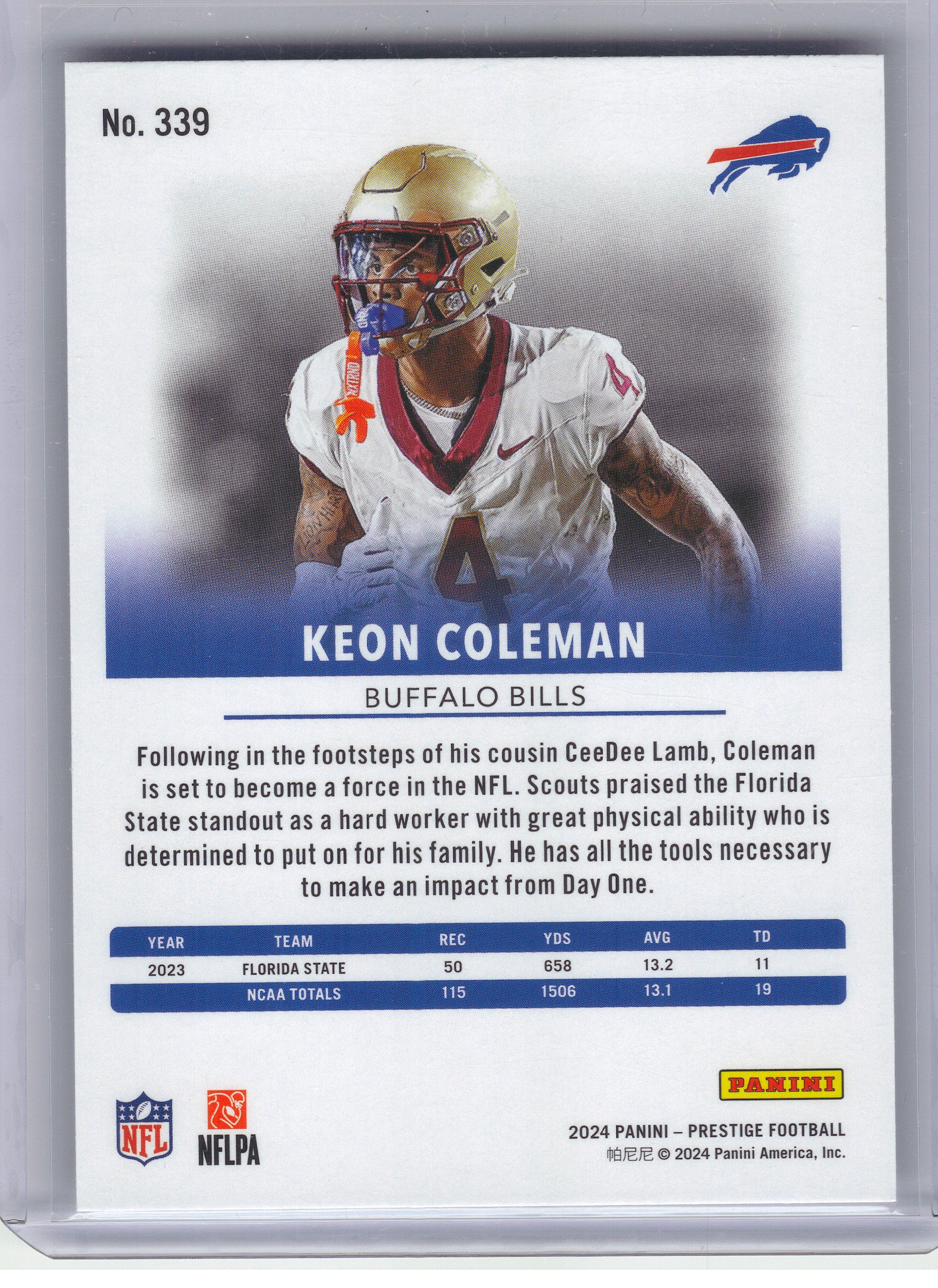 2024 Panini Prestige #339 Keon Coleman Buffalo Bills RC