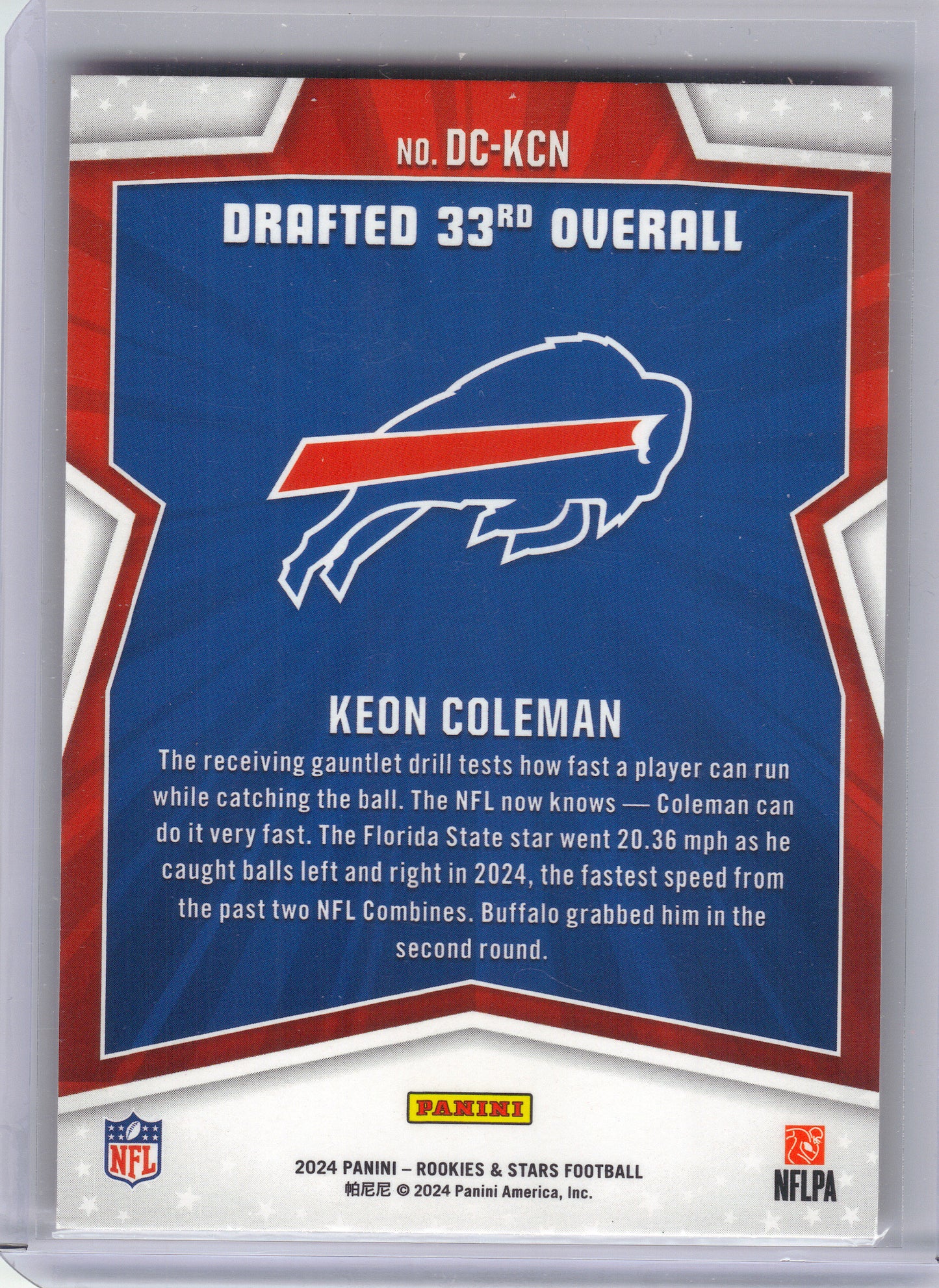 2024 Panini Rookies & Stars #DC-KCN Keon Coleman Draft Class Longevity Buffalo Bills
